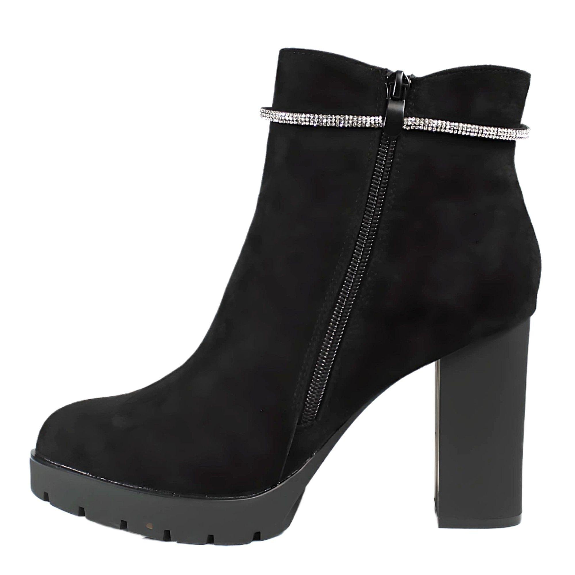 Botin Mujer Taco Alto Gamuza 08 Yassne Negro-3