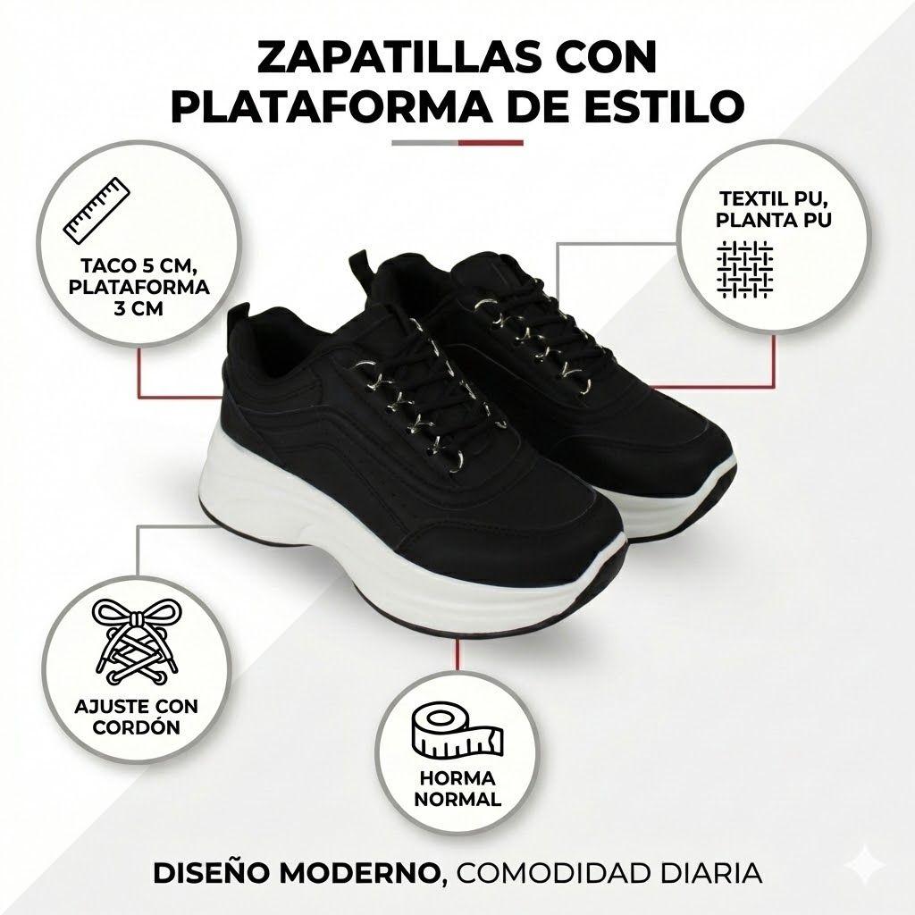 Zapatilla Plataforma Mujer PG5342 Negro-4