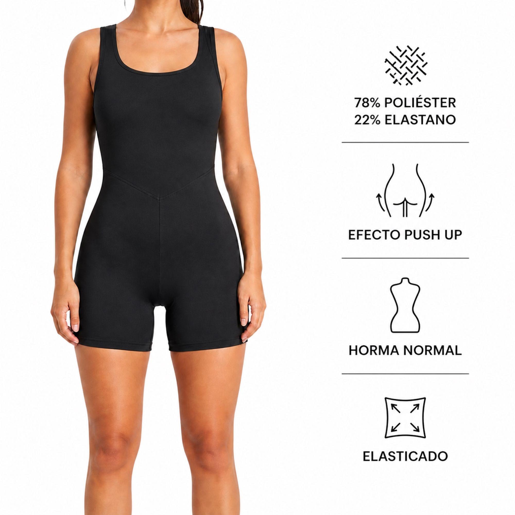 Enterito Deportivo Corto Mujer Push Up Negro-6