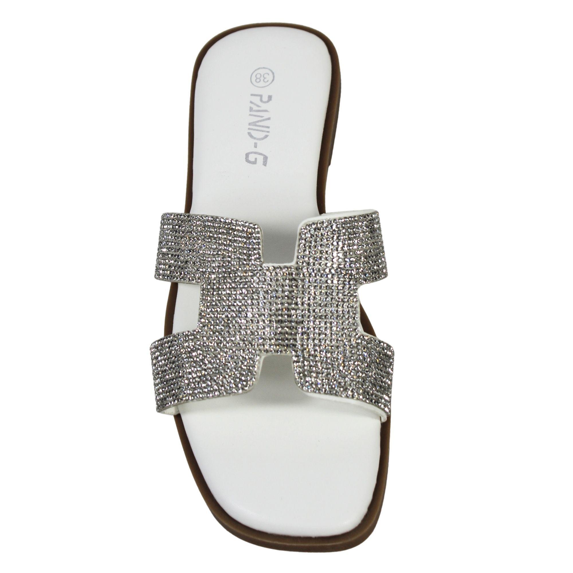 Sandalias de Mujer con Brillantes PG5238 Blanco-2