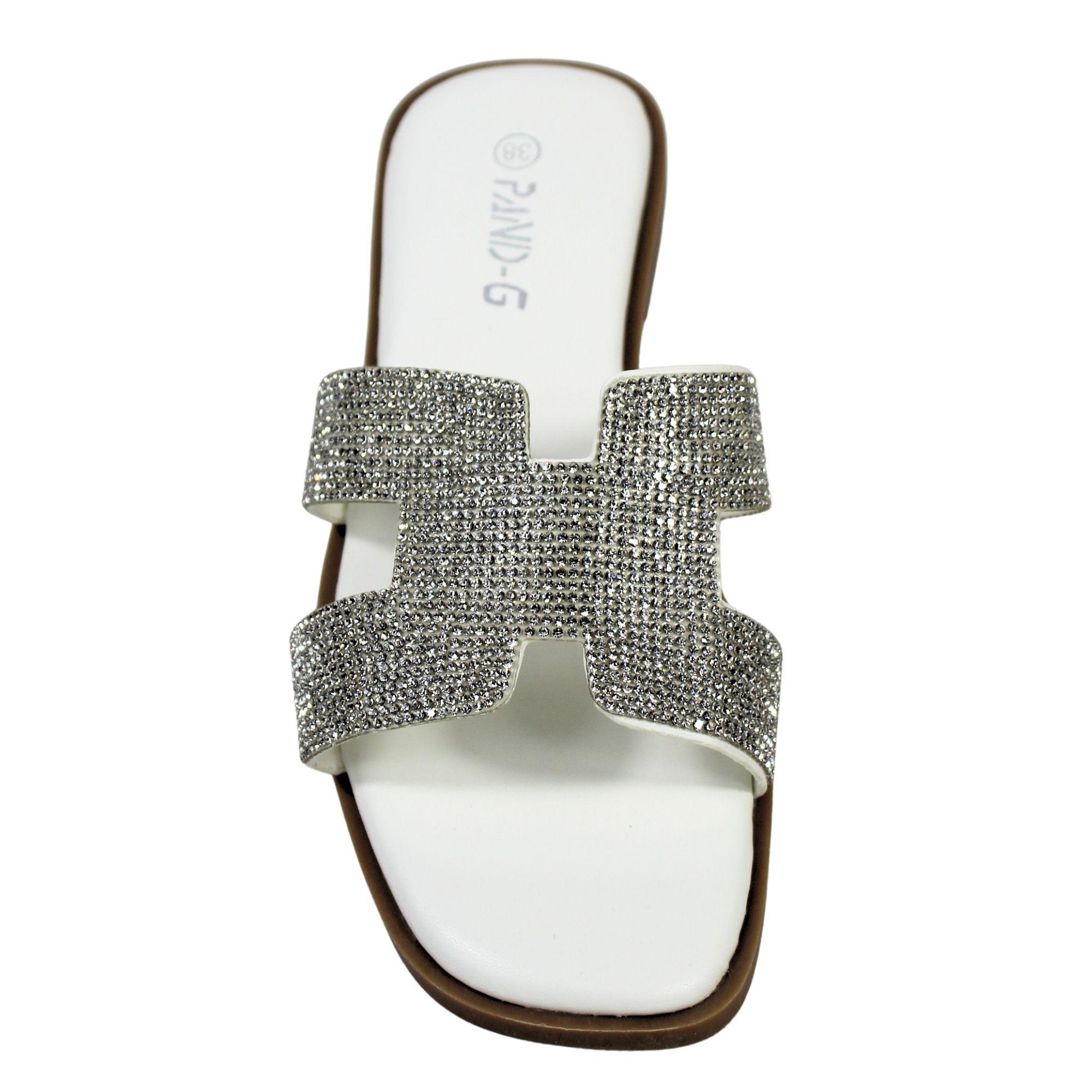 Sandalias de Mujer con Brillantes PG5238 Blanco-3