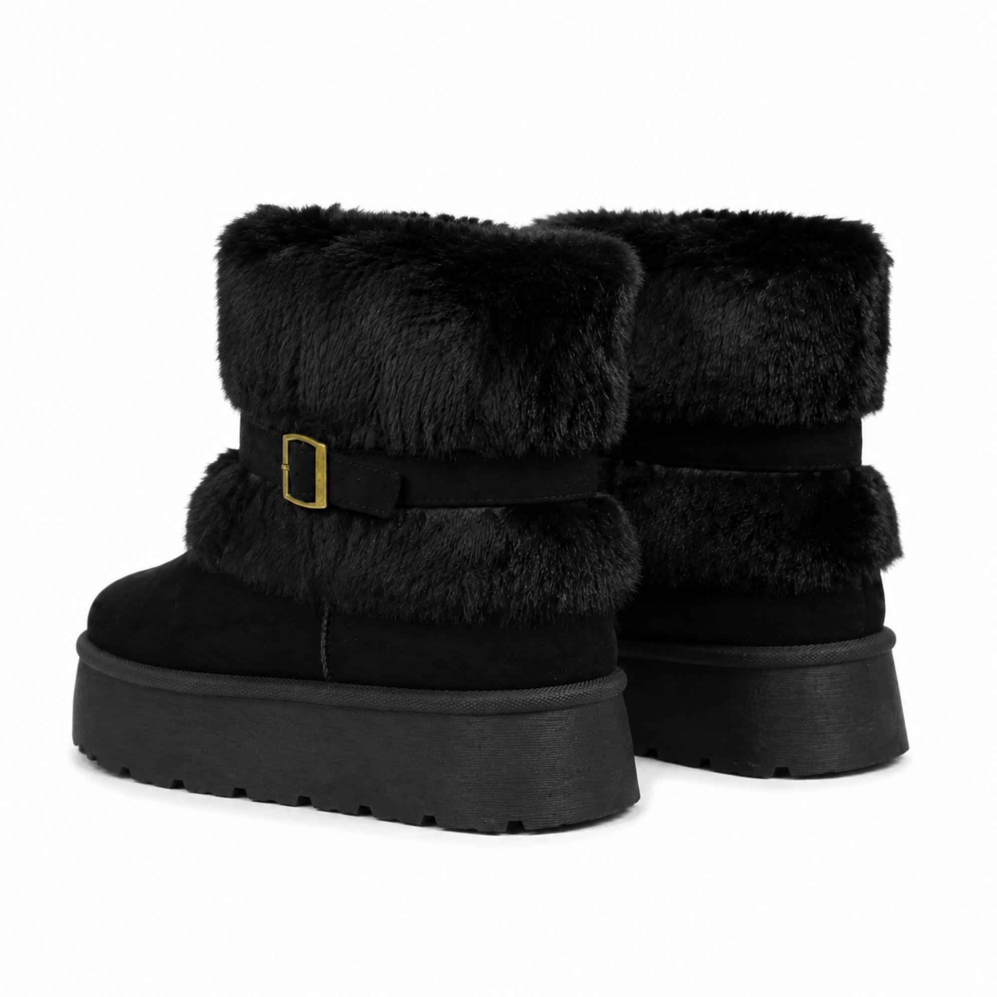 Pantubota Mujer Tendencia Negro Plataforma Gamuza-3