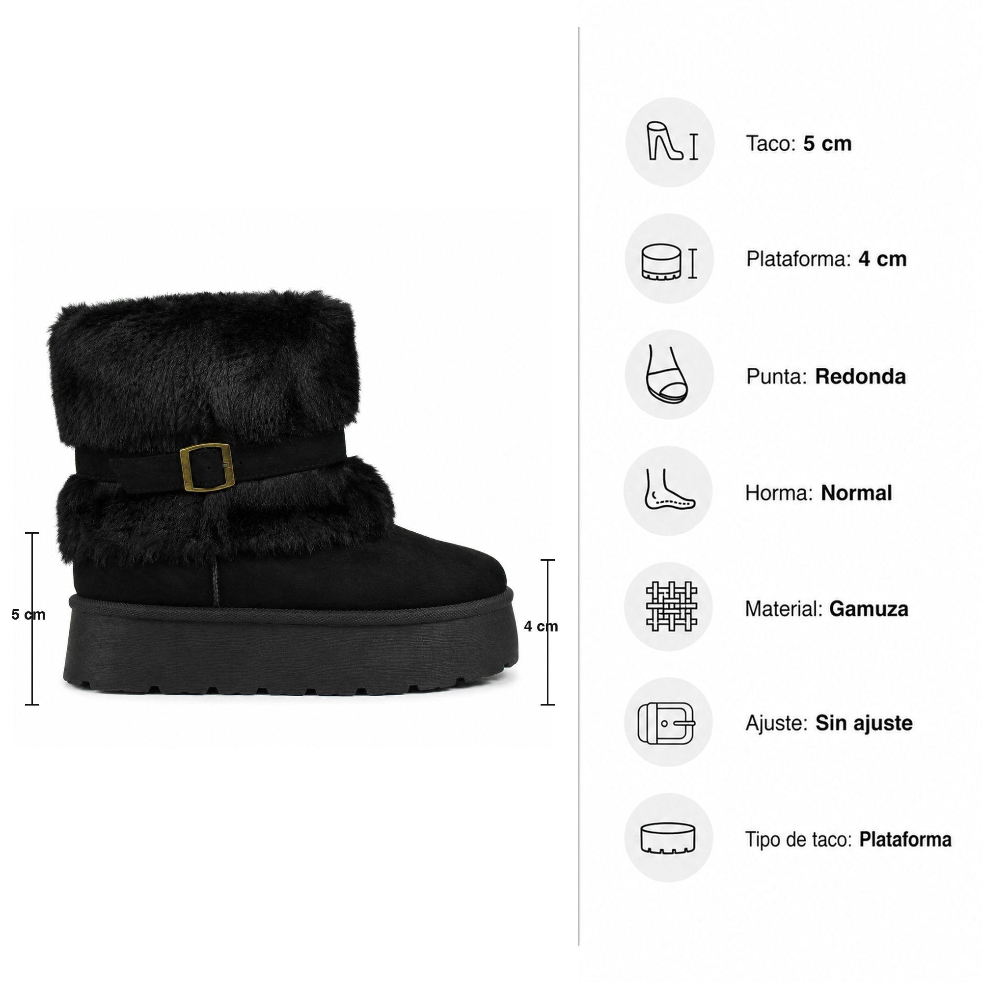 Pantubota Mujer Tendencia Negro Plataforma Gamuza-6