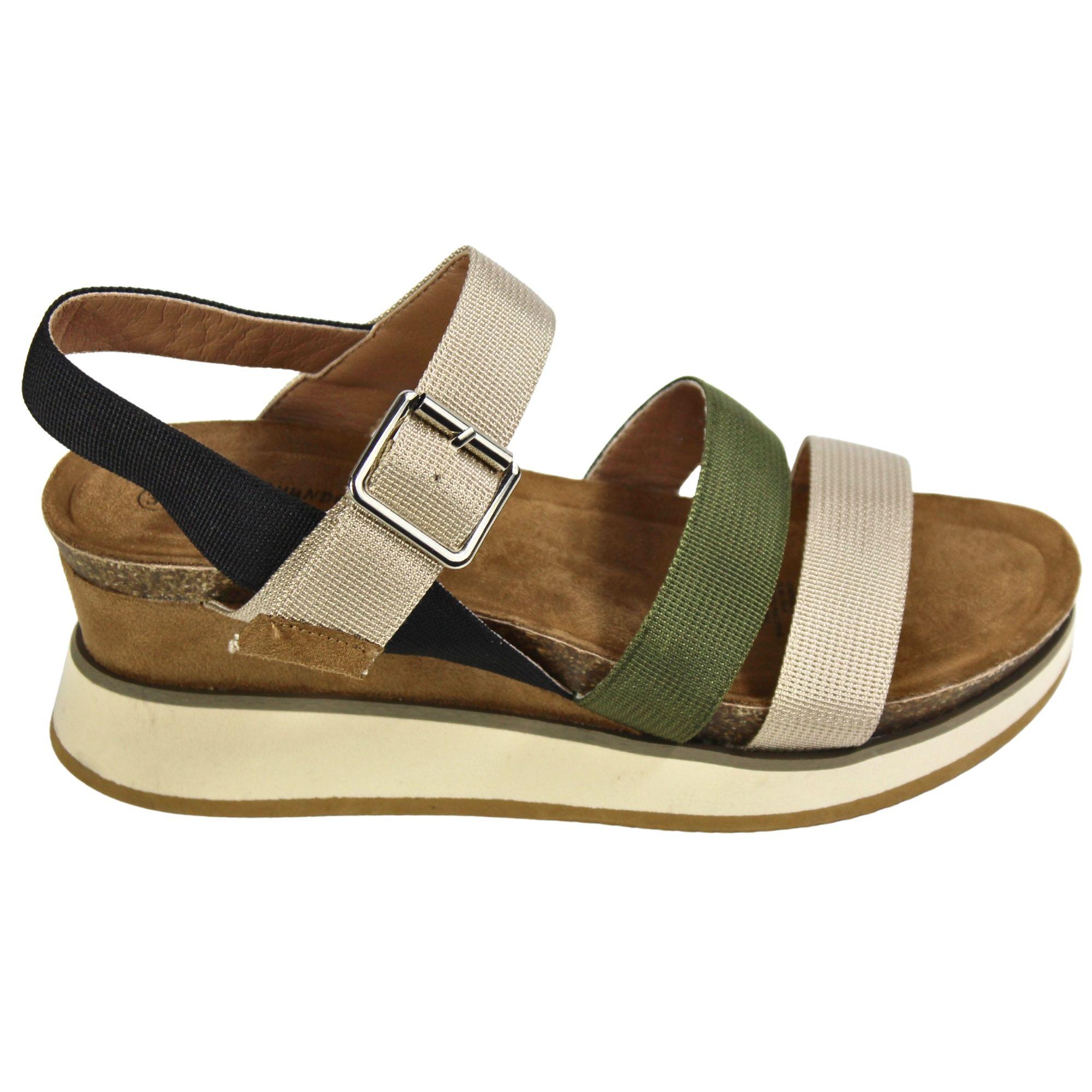 Sandalias de Mujer con Hebilla y Plataforma TGH09 Verde-2