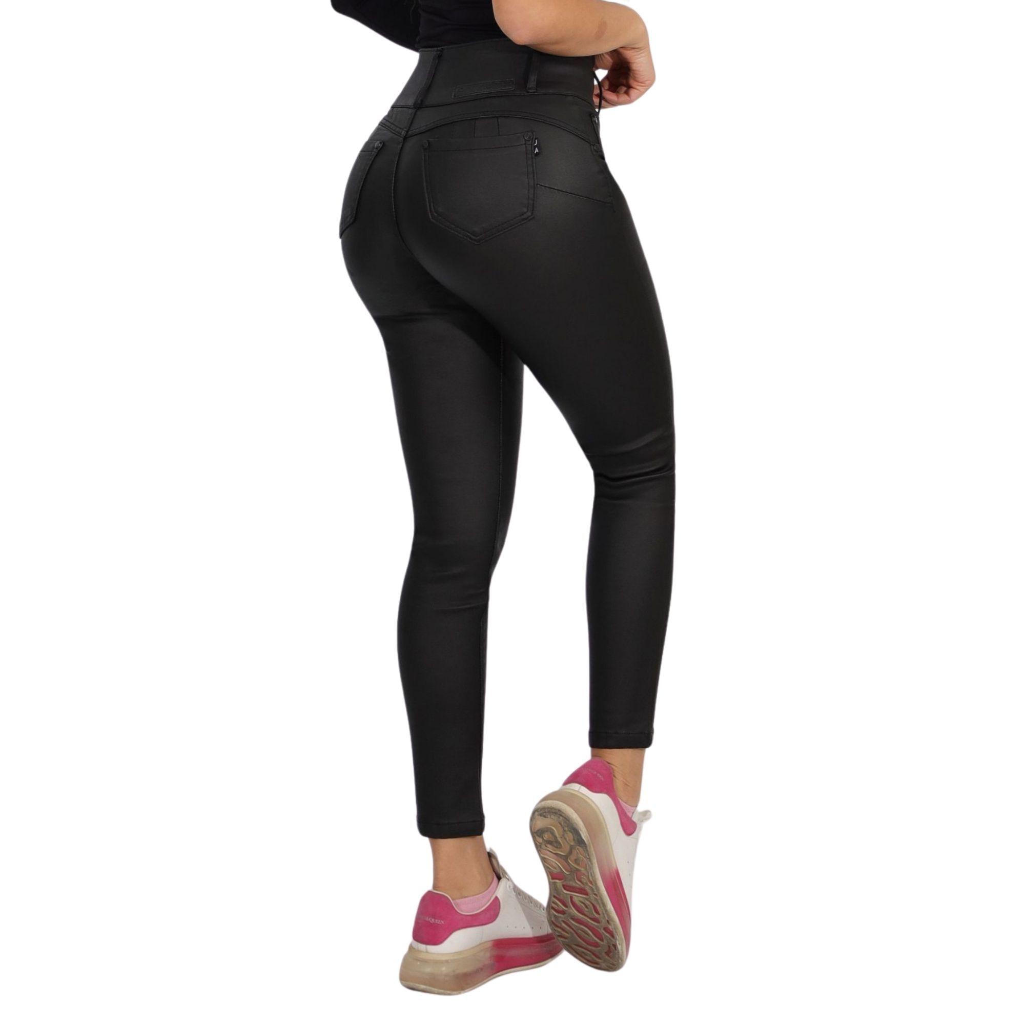 Jeans Mujer Ecocuero Negro J9906 -3