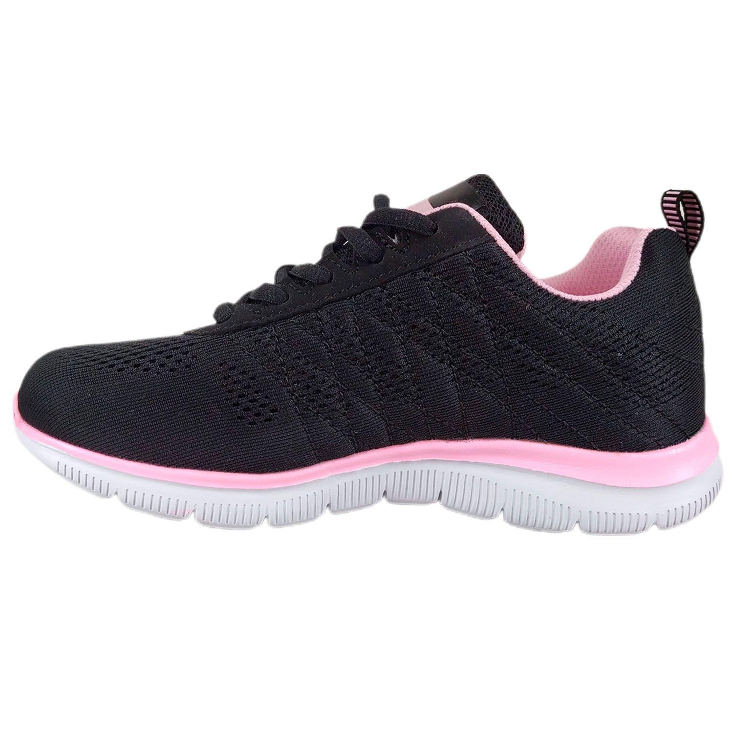 Zapatilla Running de Mujer Negro Rosa-3