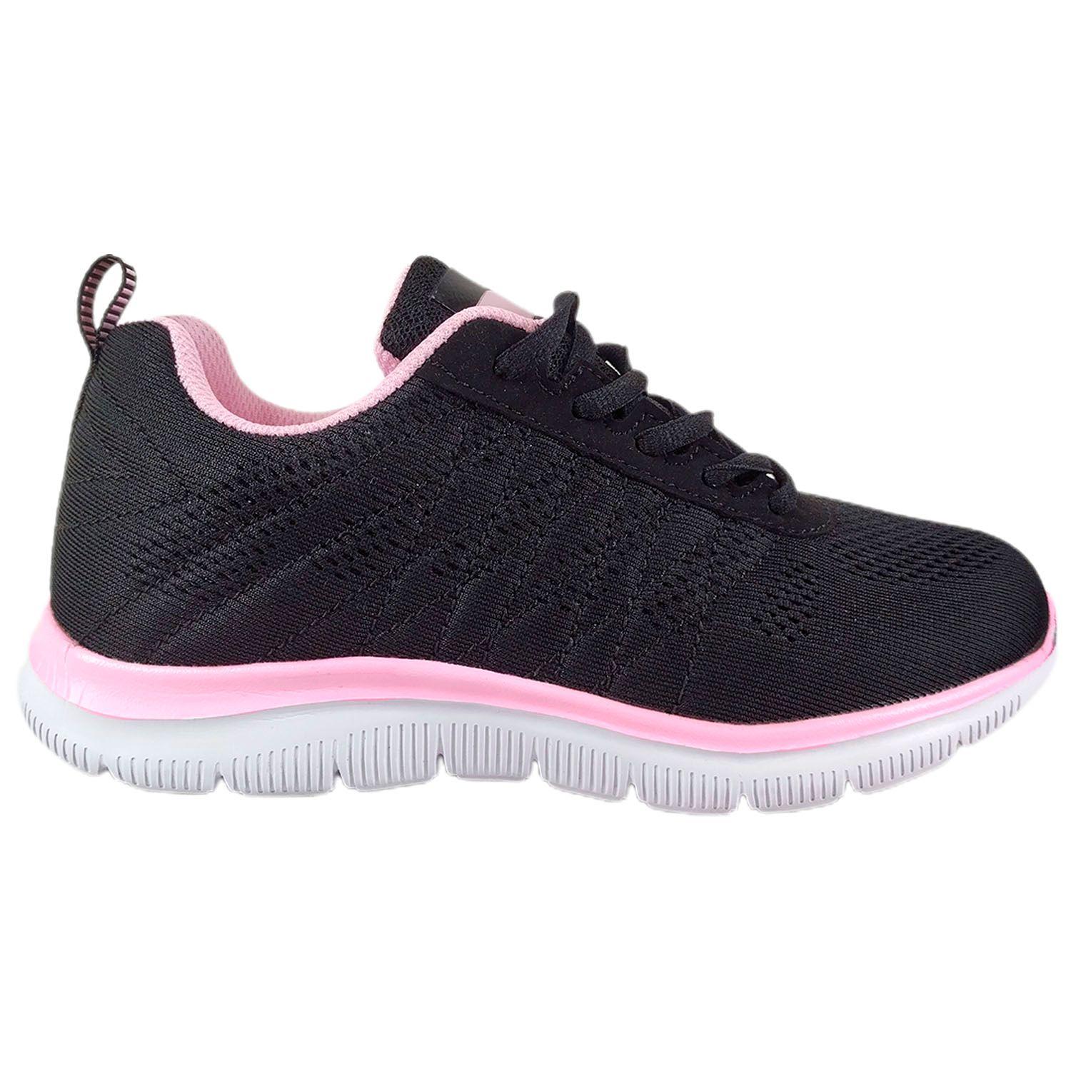 Zapatilla Running de Mujer Negro Rosa-0