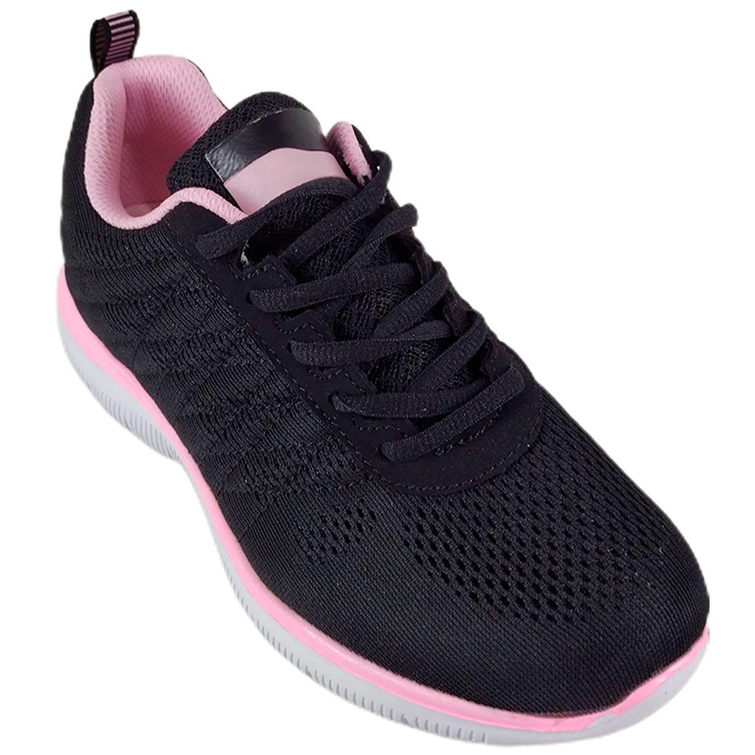 Zapatilla Running de Mujer Negro Rosa-1