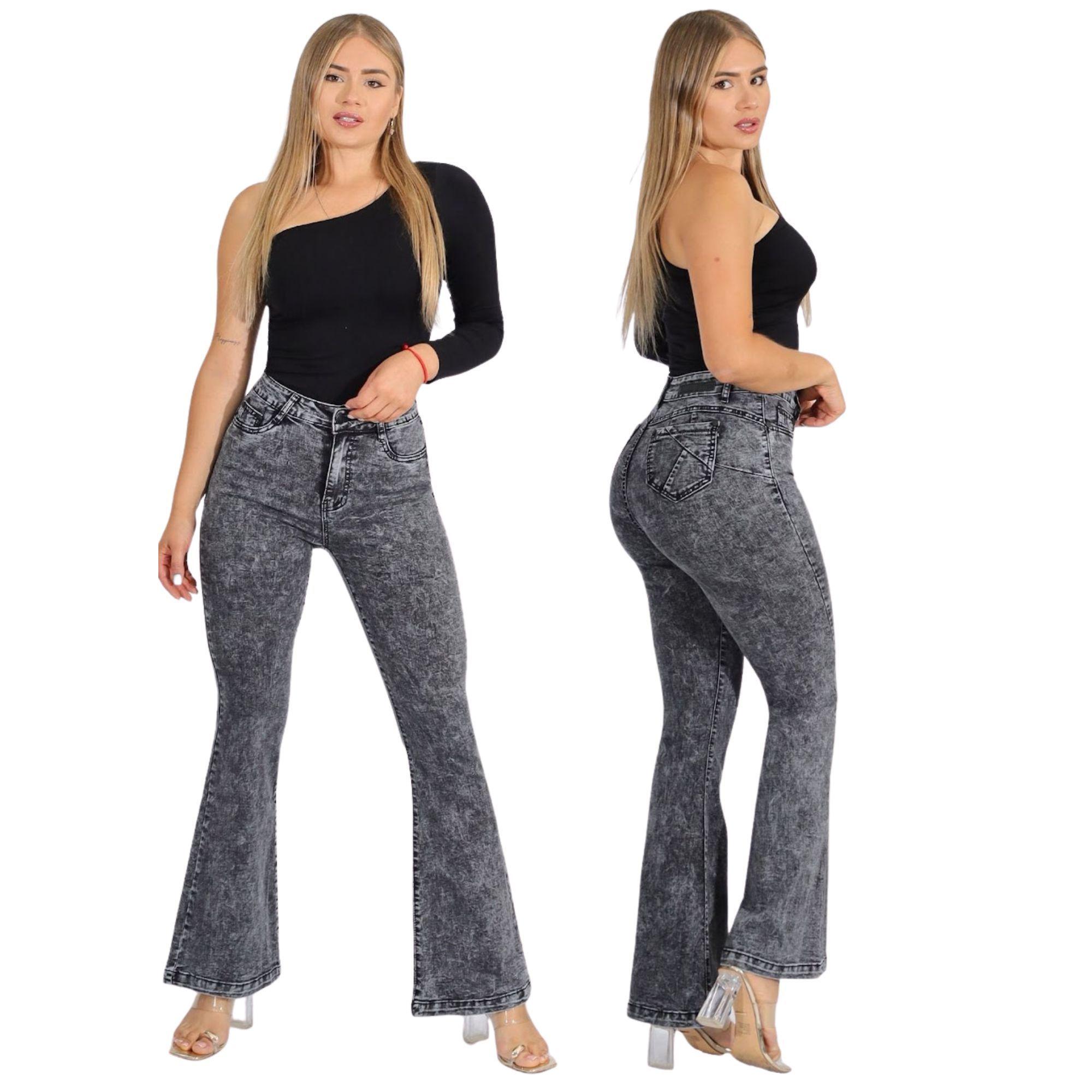Jeans Flare Gris Mujer-2