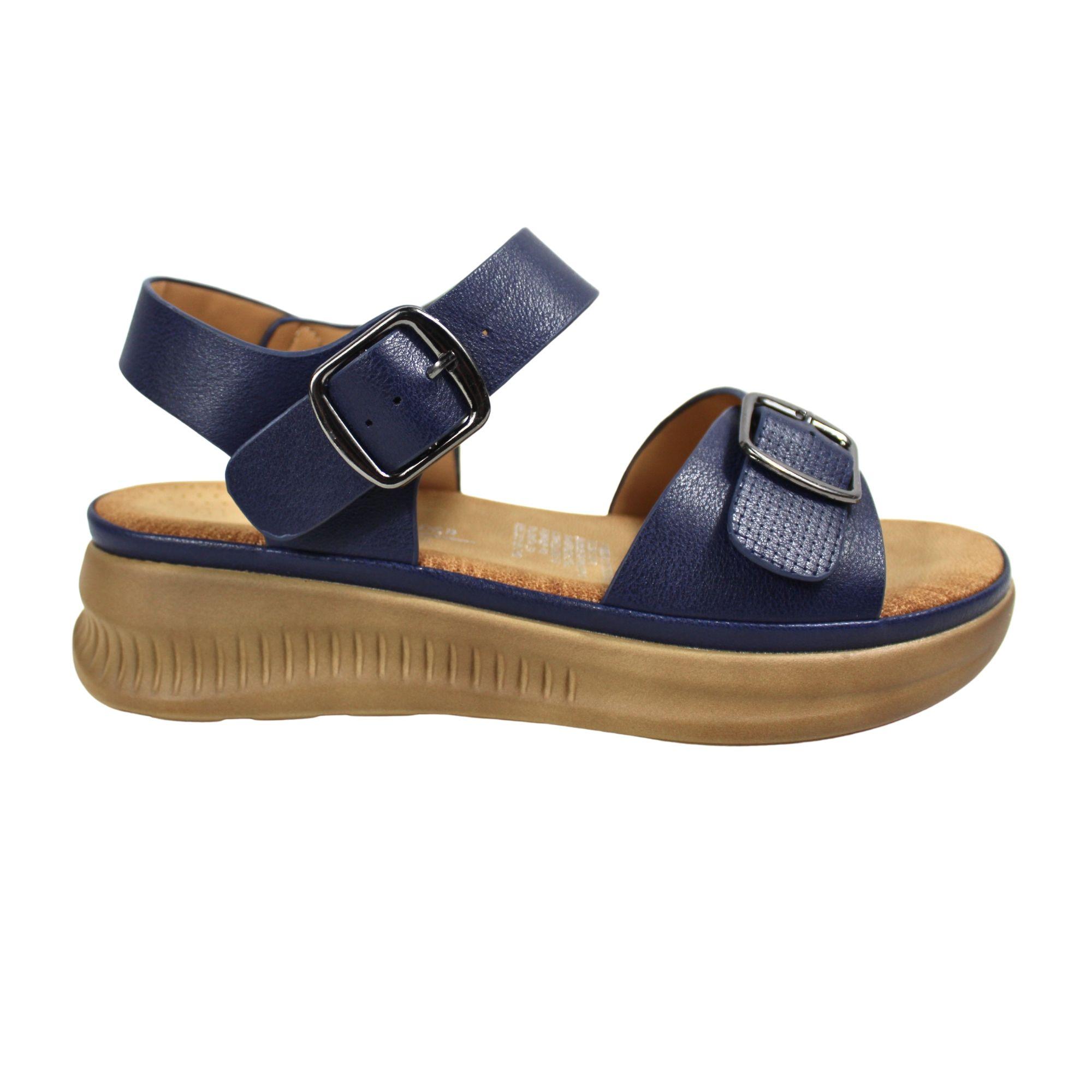 Sandalia Mujer Plataforma Hebilla 0419-1 Azul-0