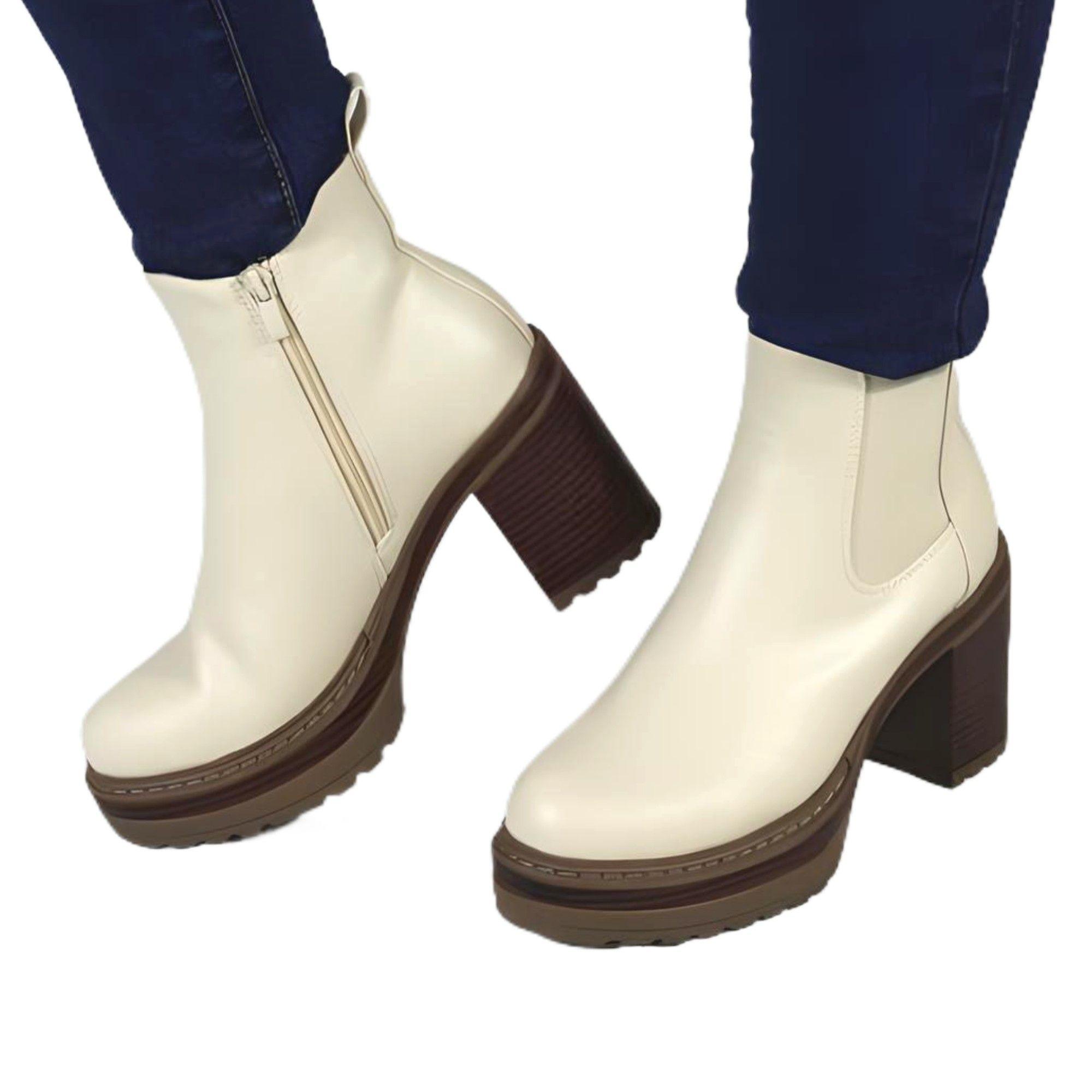 Botin de Mujer Taco Cuadrado 17 Yassne Café-1