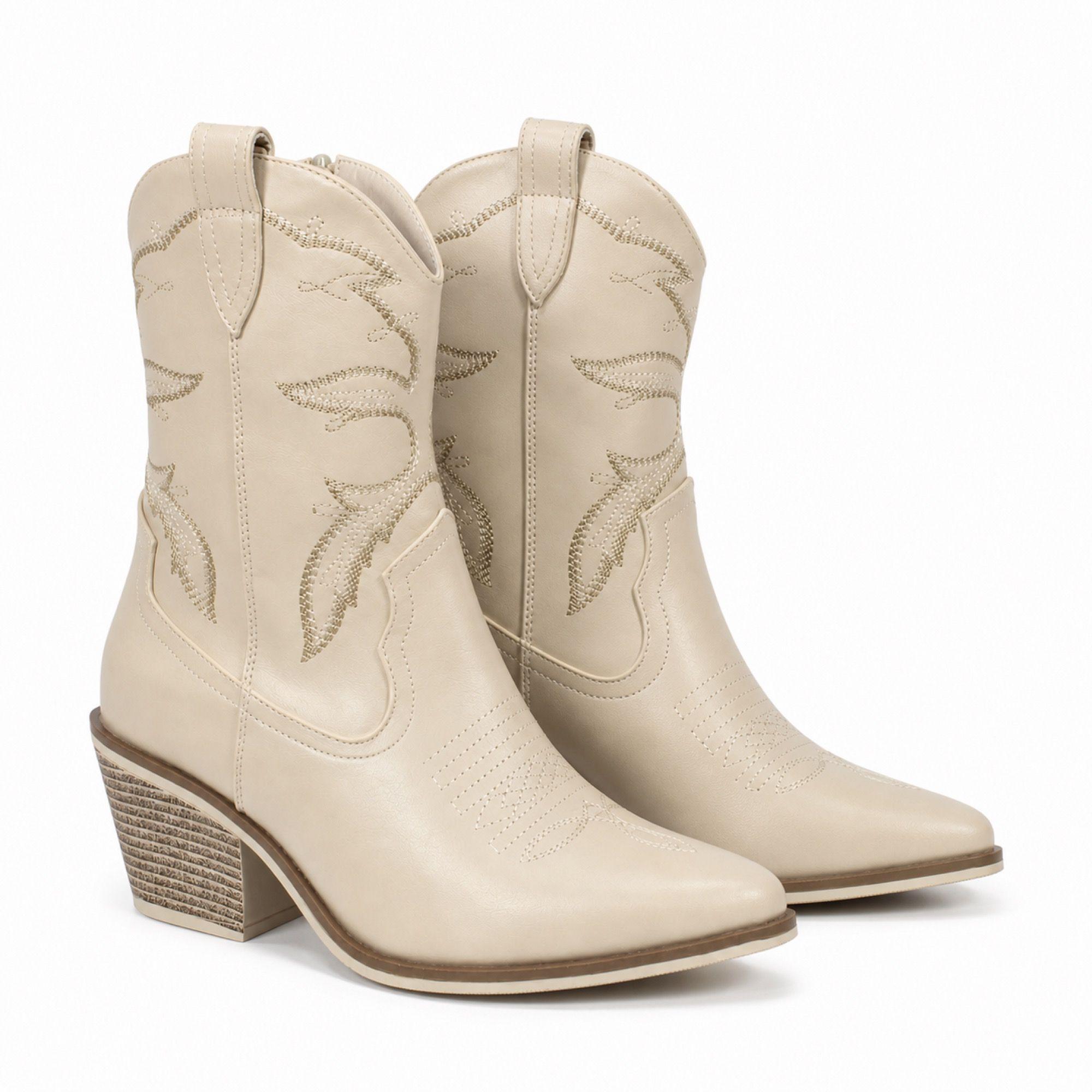 Botin Vaquero Mujer Texano Taco Cono-1