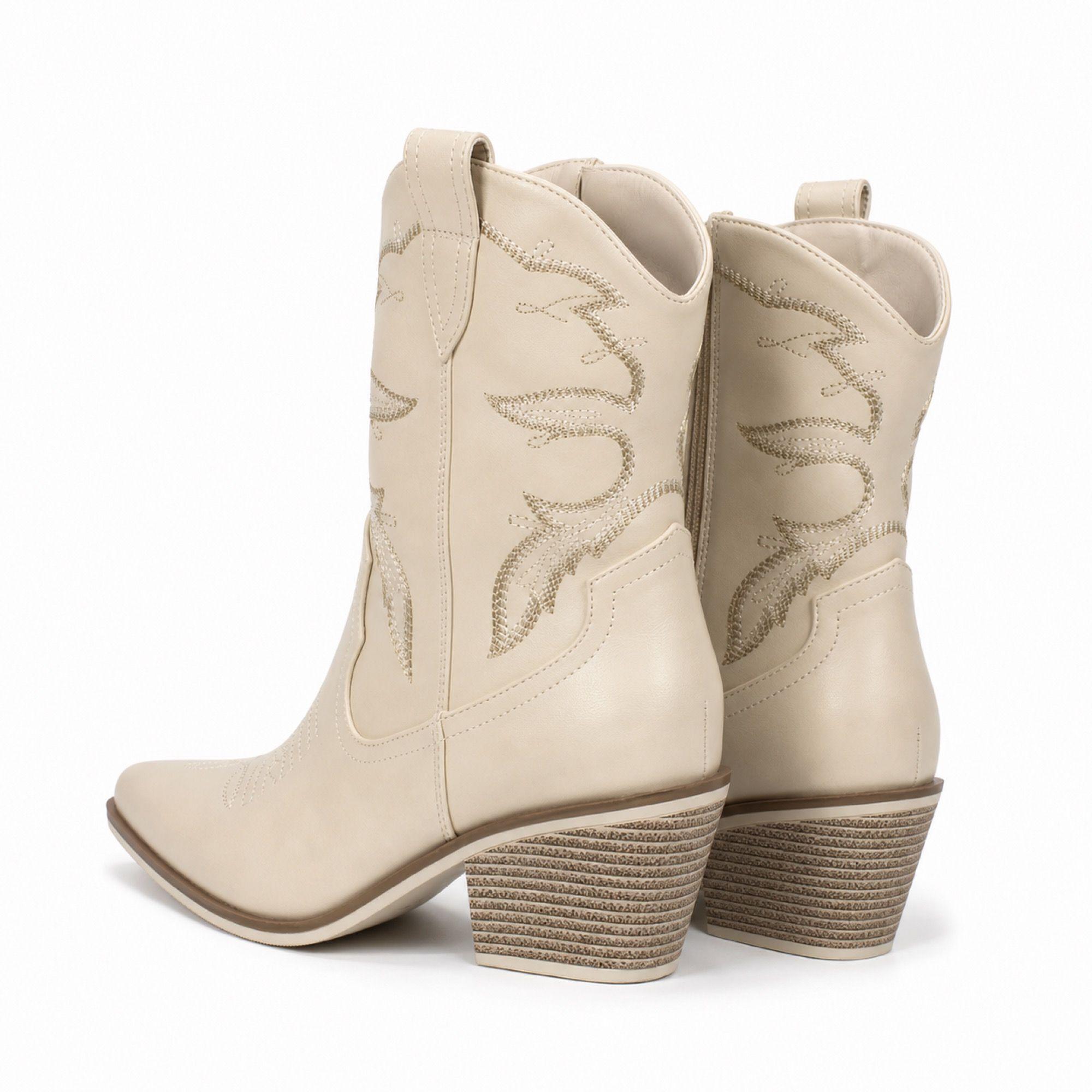 Botin Vaquero Mujer Texano Taco Cono-3