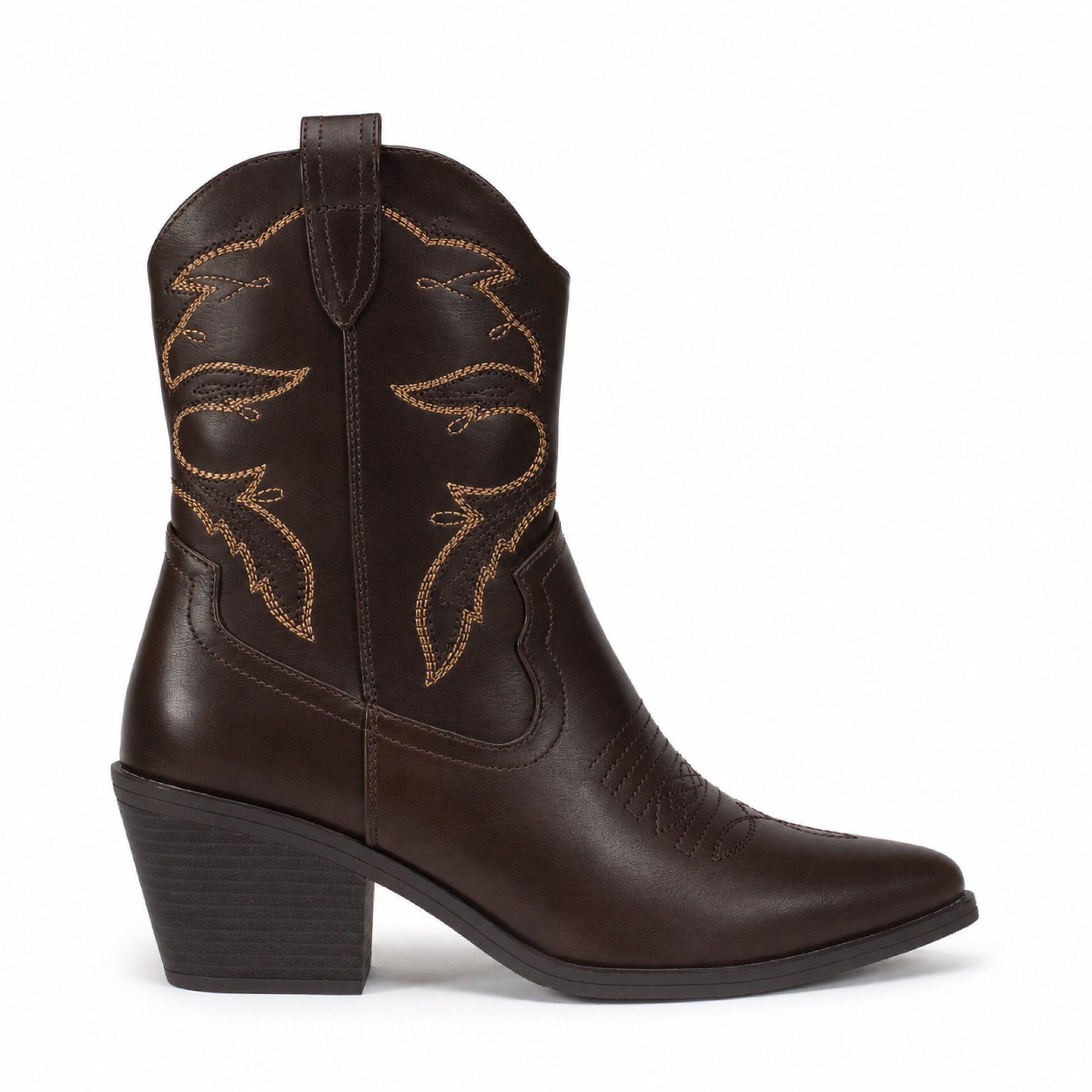 Botin Vaquero Mujer Texano Taco Cono-0