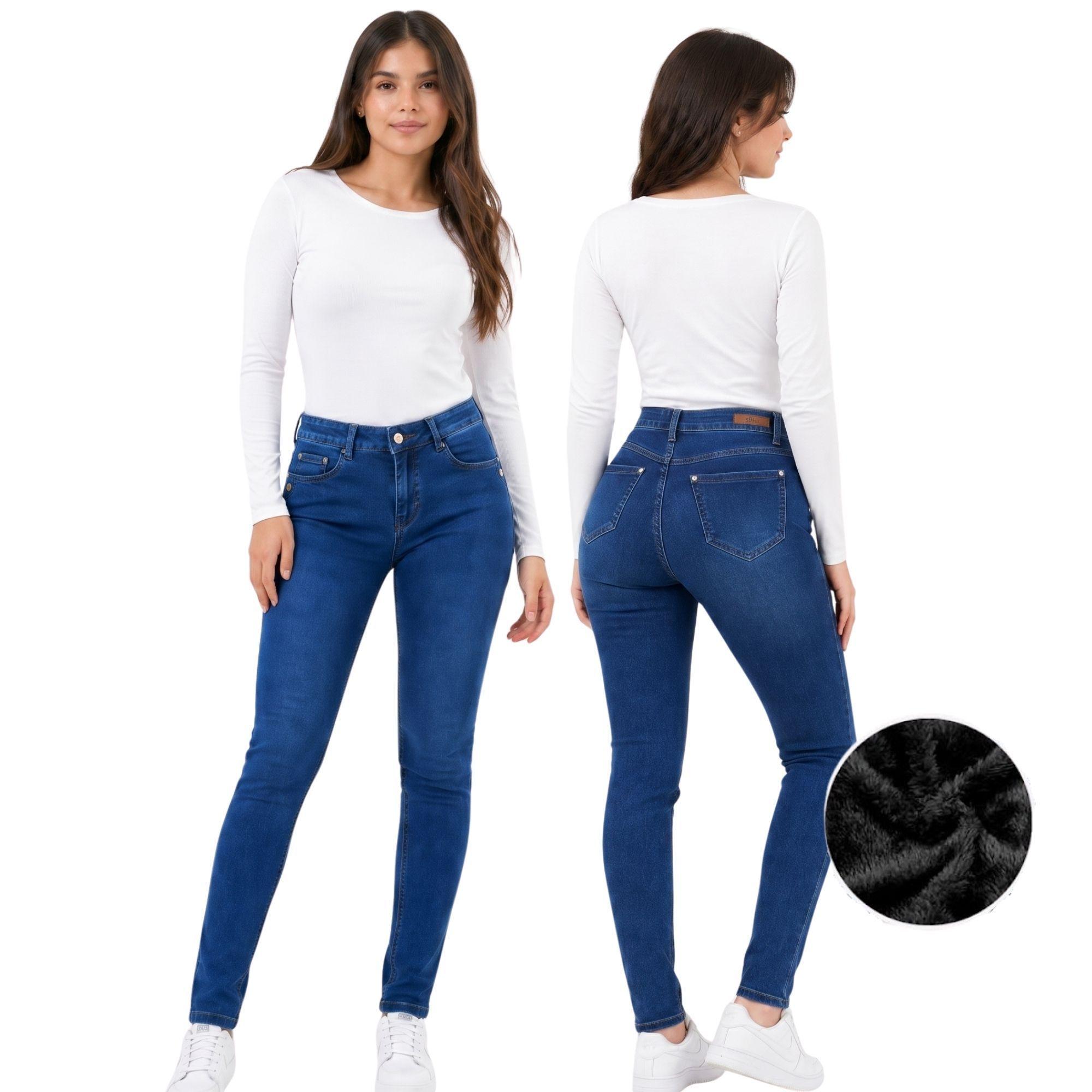 Jeans Polar Skinny Tiro Alto Forrado Térmico-2