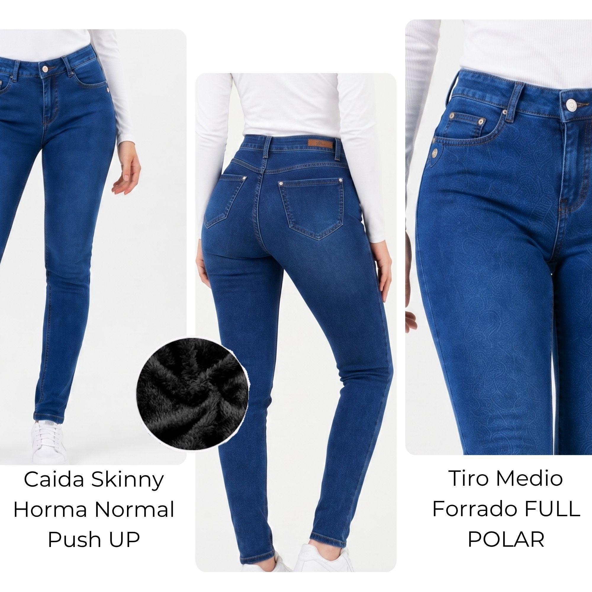 Jeans Polar Skinny Tiro Alto Forrado Térmico-3