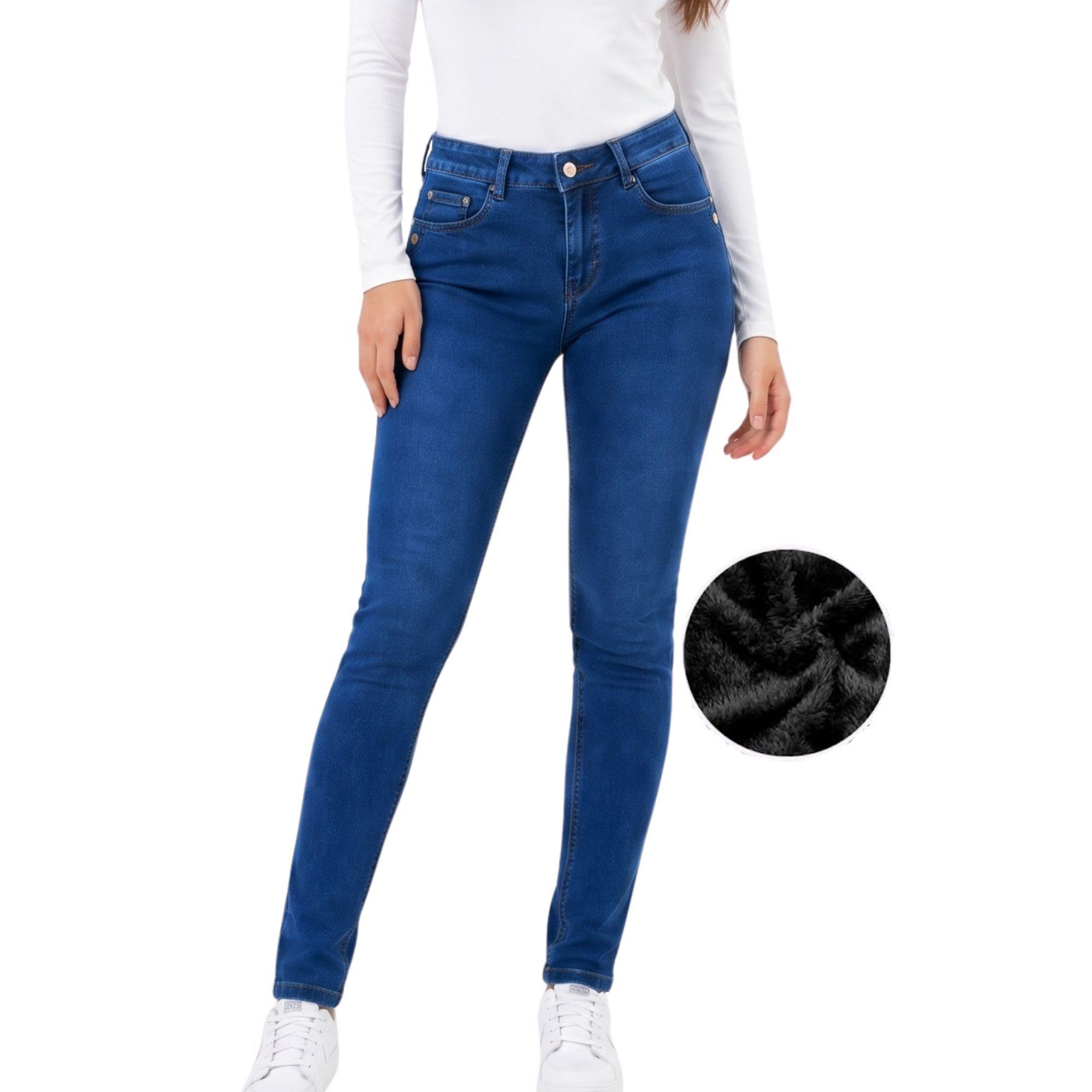 Jeans Polar Skinny Tiro Alto Forrado Térmico-5