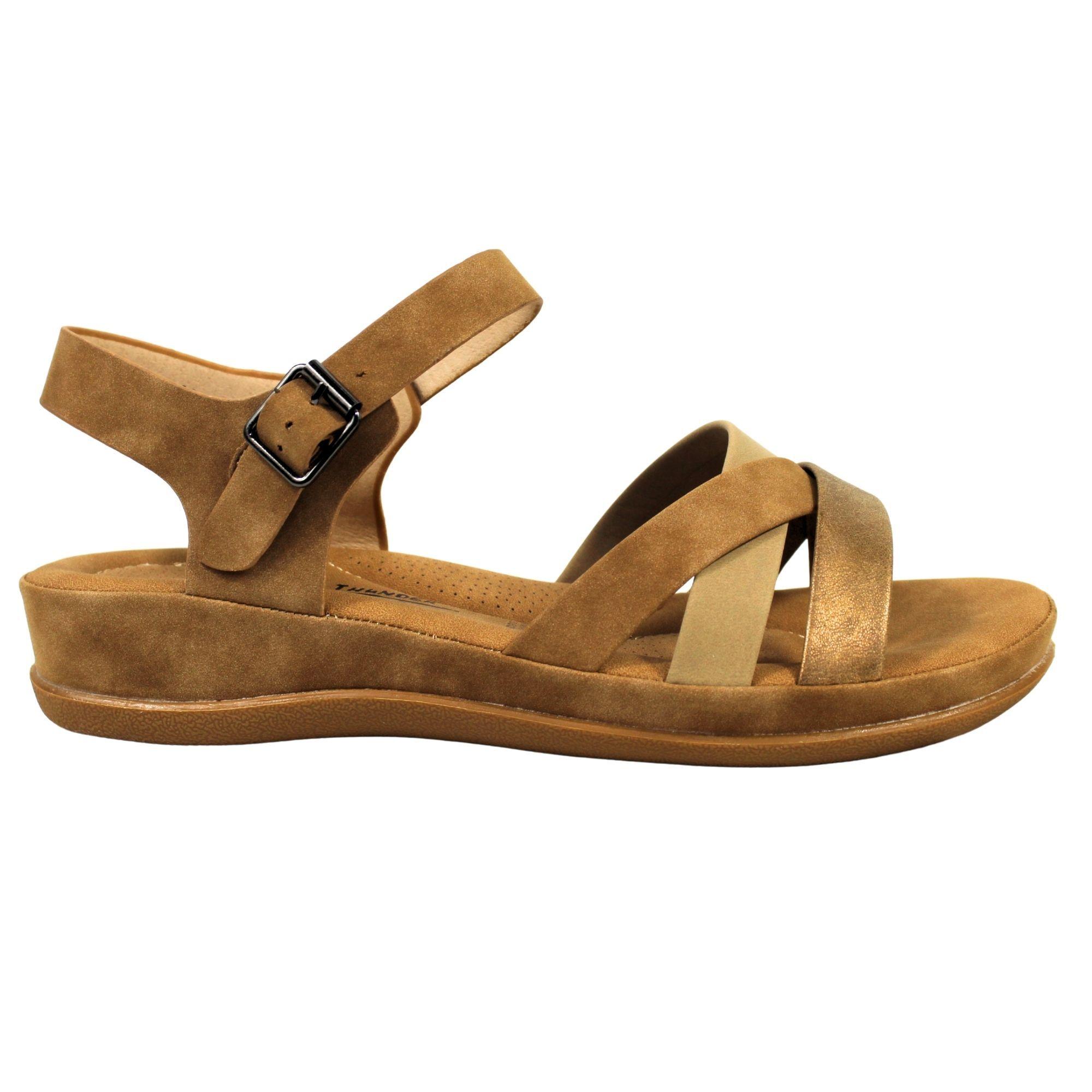 Sandalias Baja Mujer con Hebilla para Verano 12363 Café-0