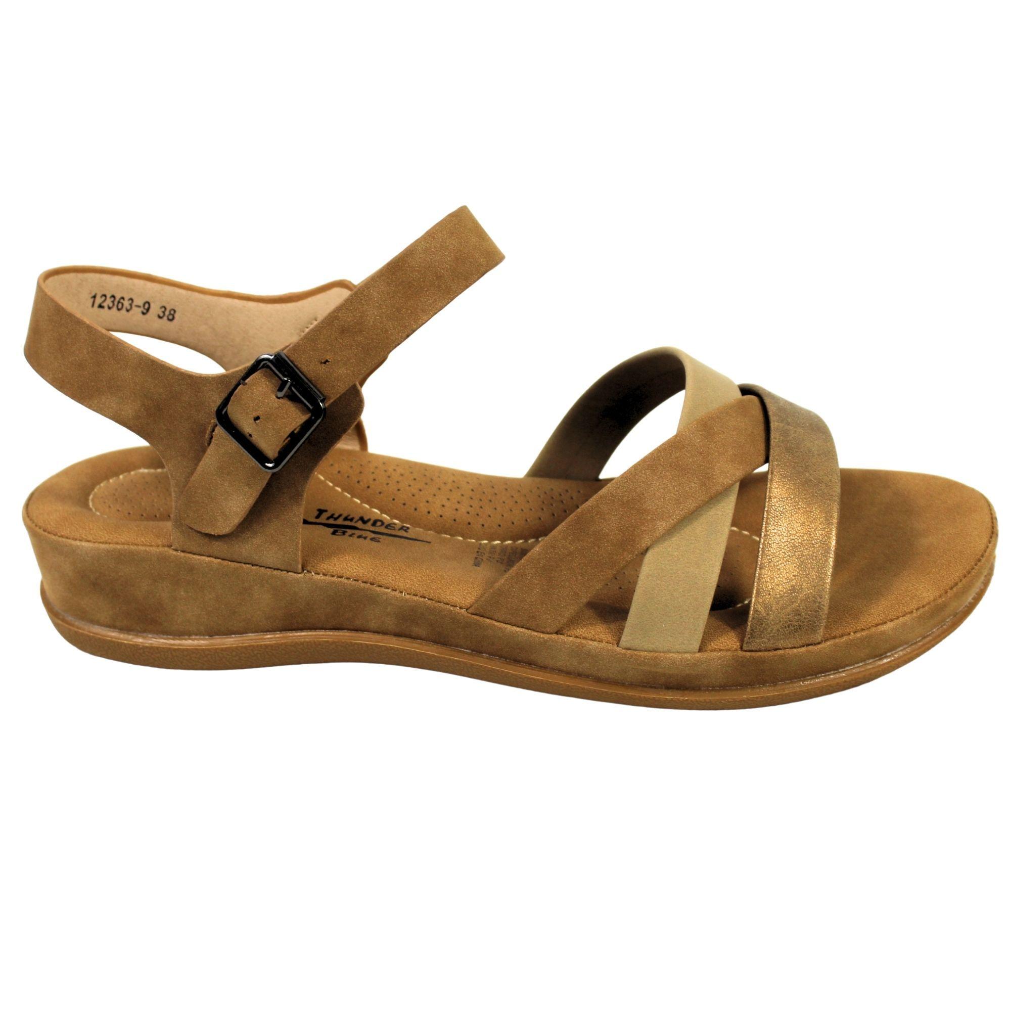 Sandalias Baja Mujer con Hebilla para Verano 12363 Café-2