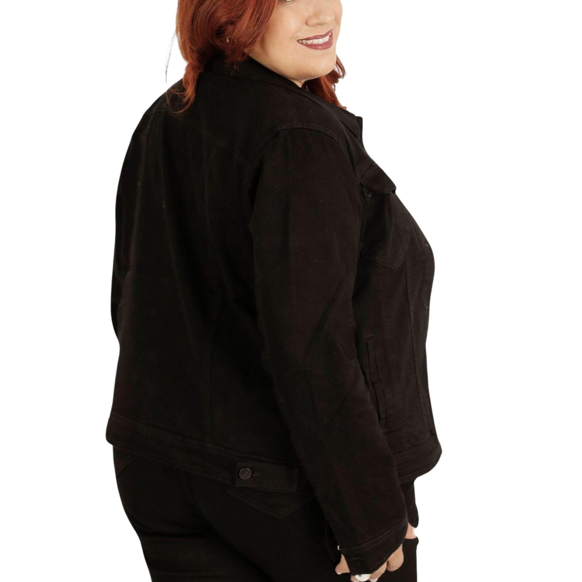Chaqueta Mujer Talla Grande Mezclilla Negra J122-2