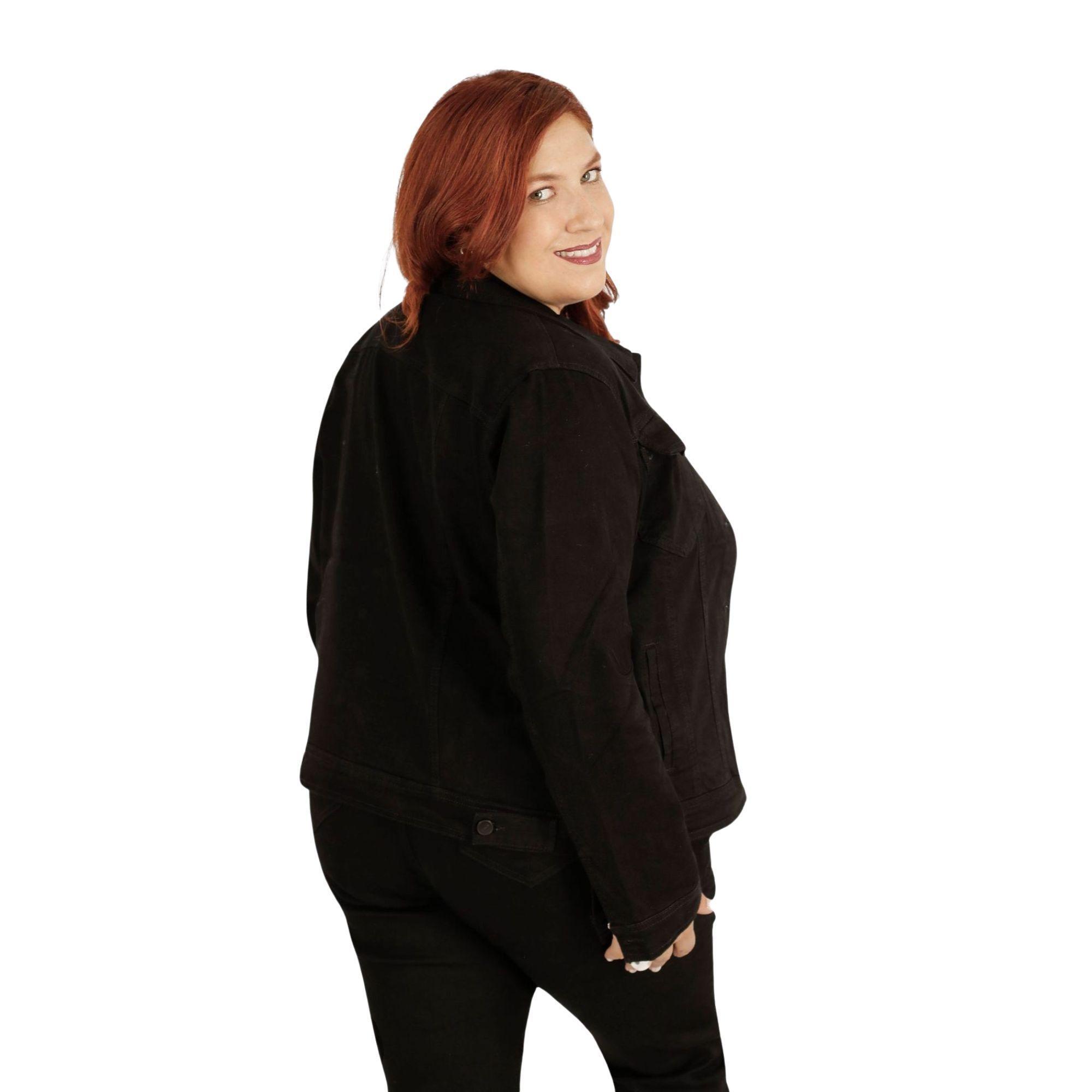 Chaqueta Mujer Talla Grande Mezclilla Negra J122-5