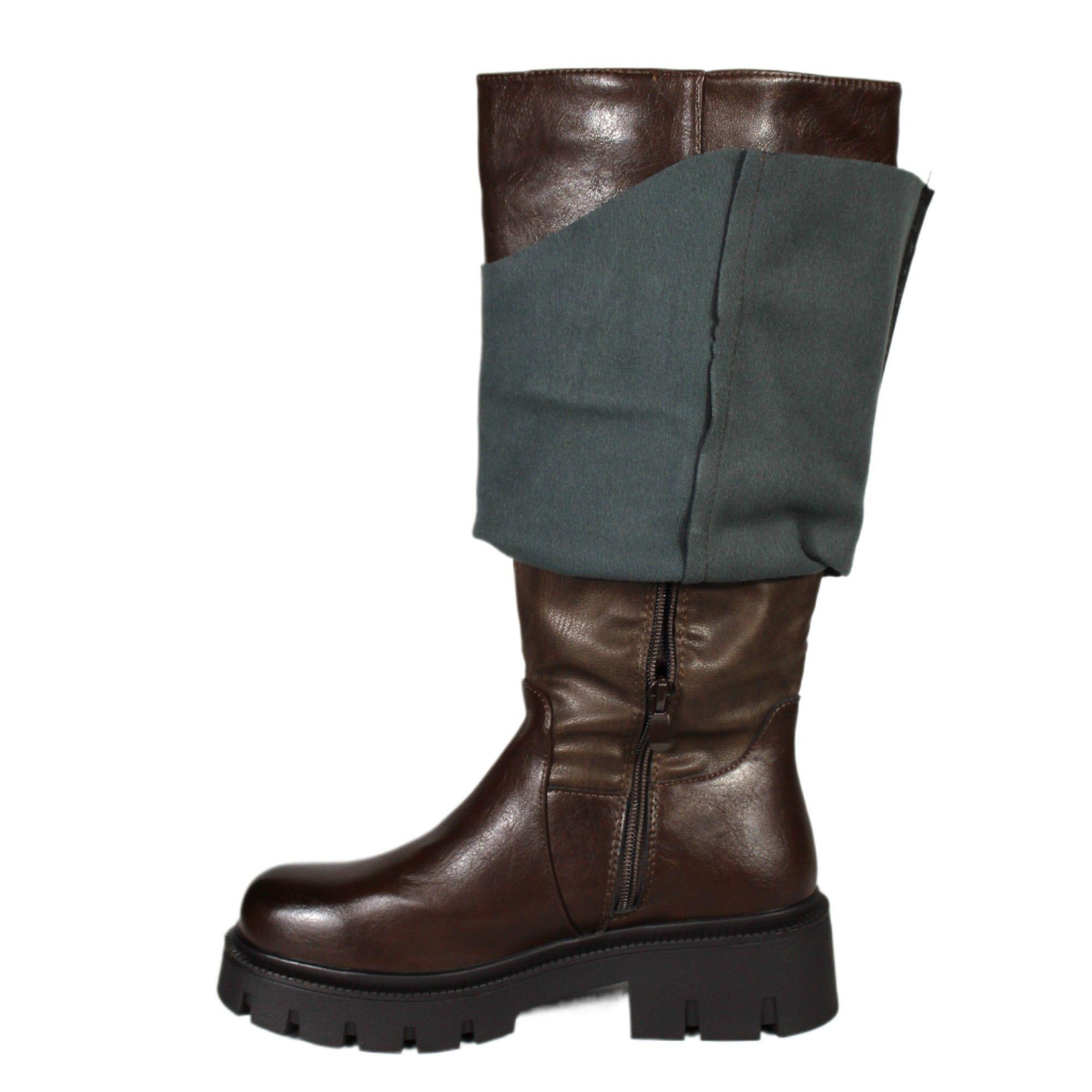 Bota Alta Hebilla Mujer 25 Yassne Café-3