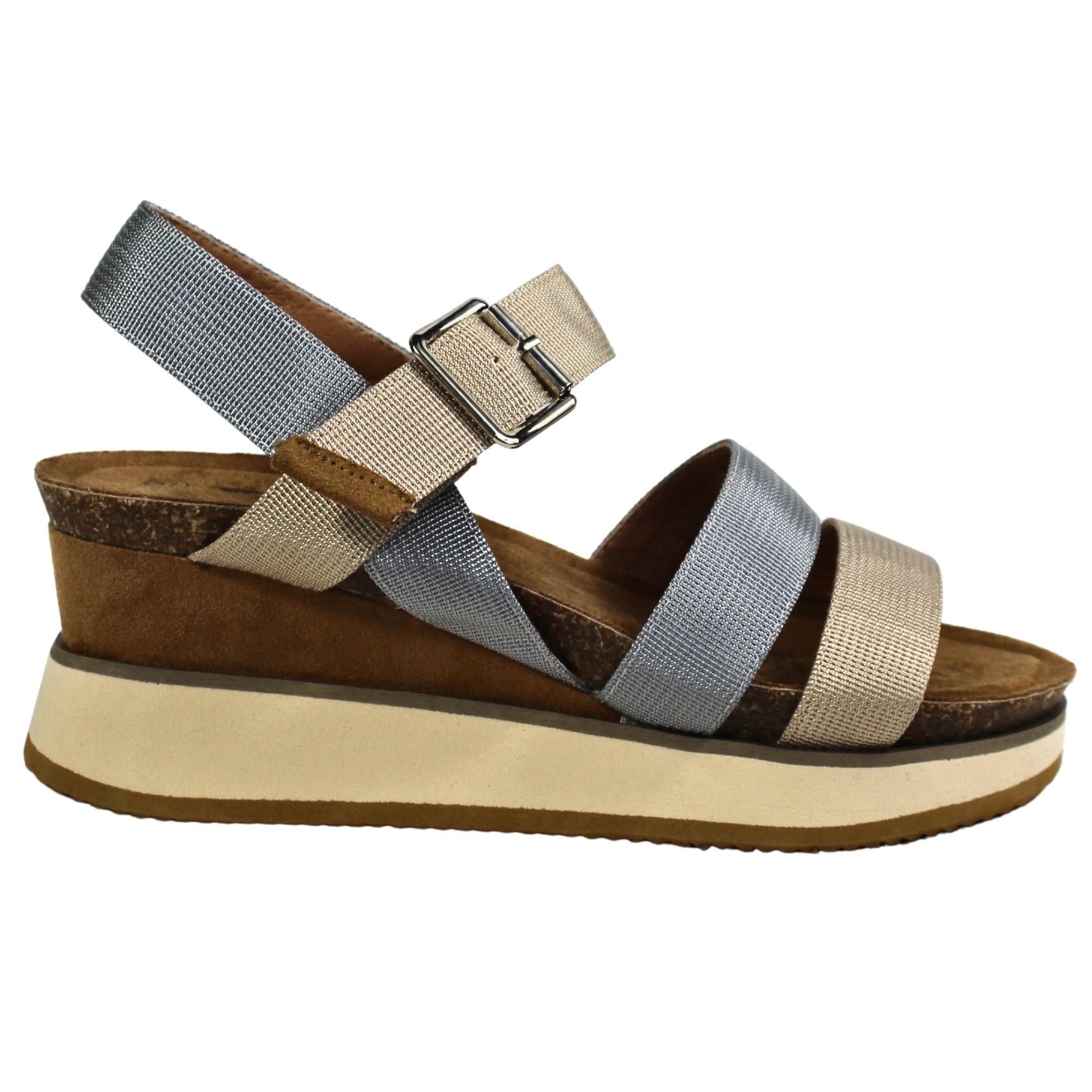 Sandalias de Mujer con Hebilla y Plataforma TGH09 Beige-0