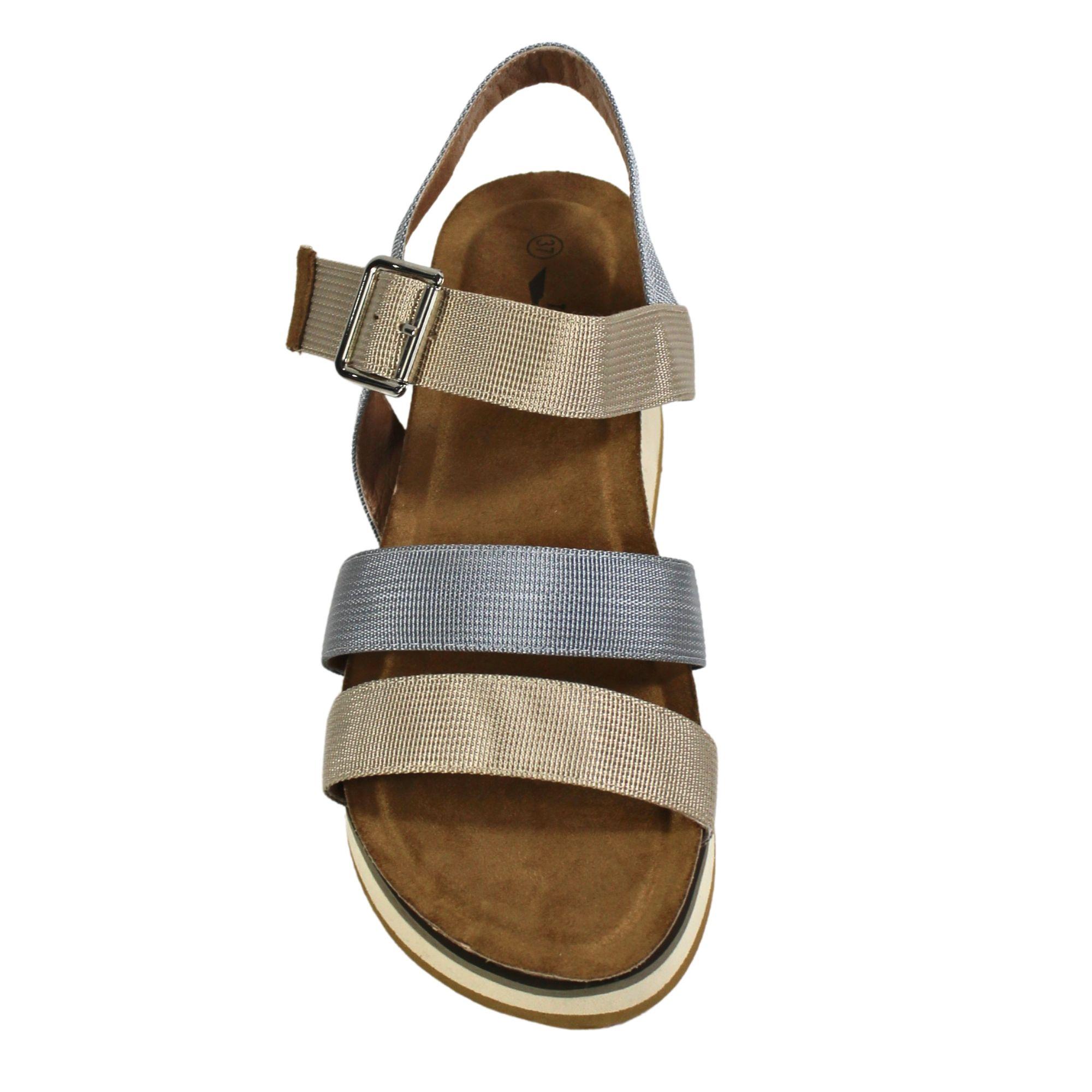 Sandalias de Mujer con Hebilla y Plataforma TGH09 Beige-2