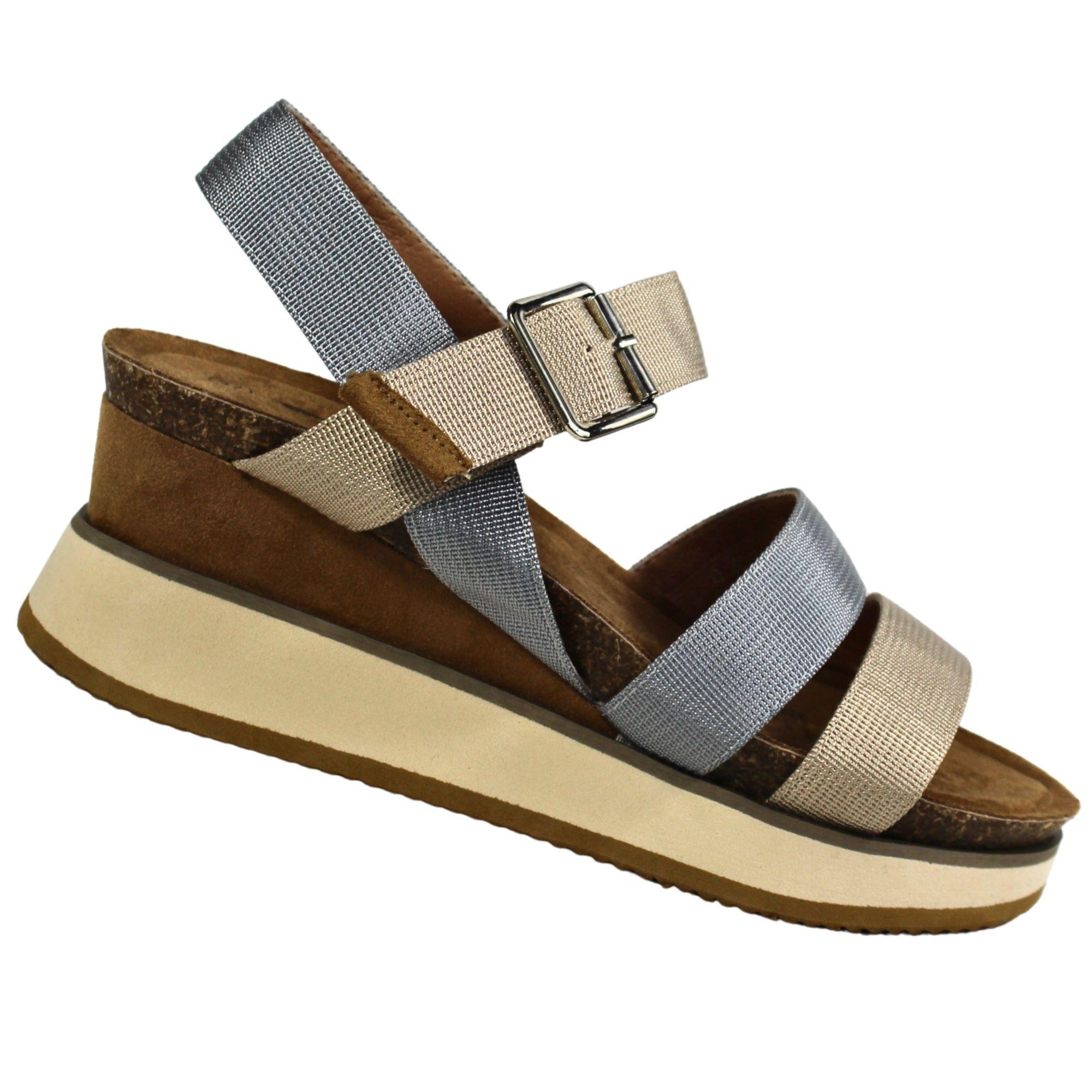 Sandalias de Mujer con Hebilla y Plataforma TGH09 Beige-3