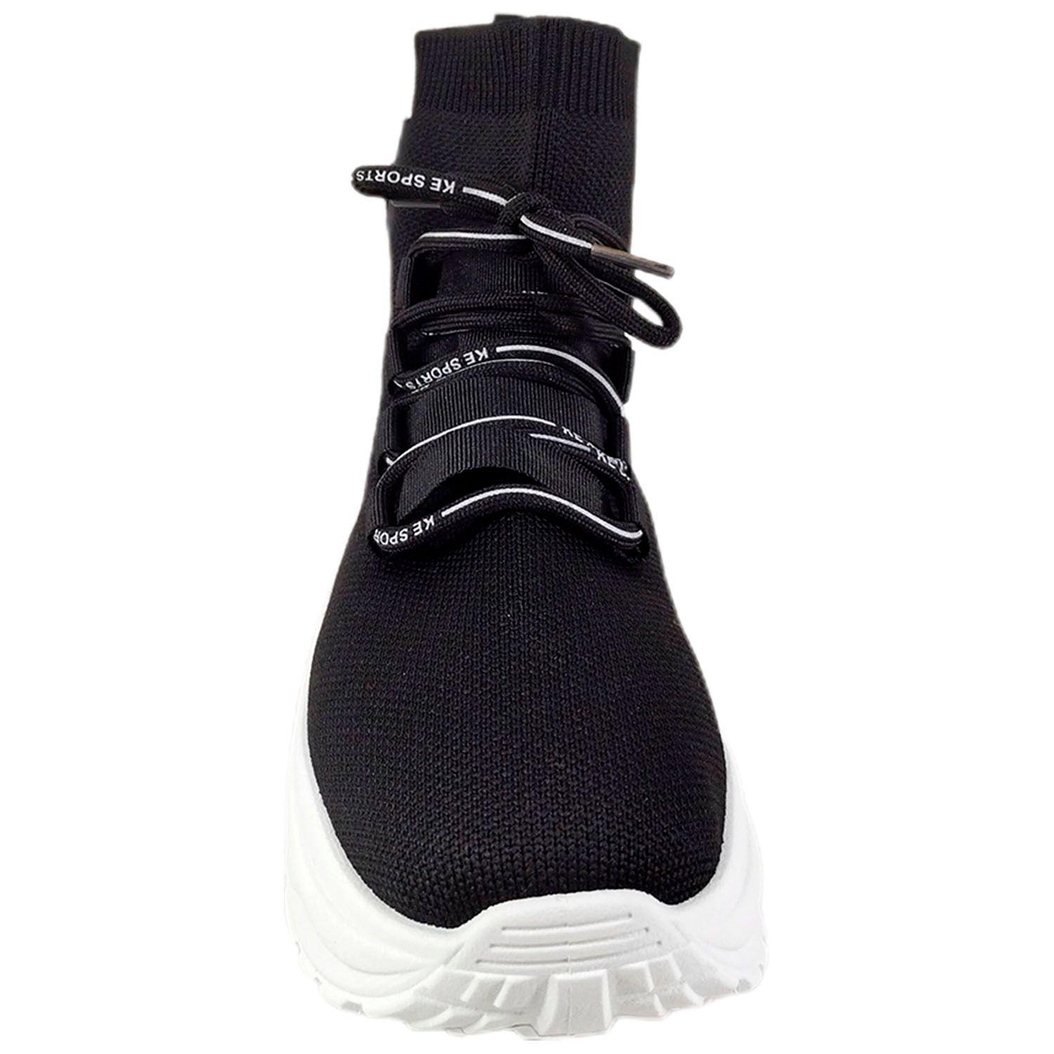 Zapatilla Urbana Caña Alta de Mujer Con Plataforma Negro-2