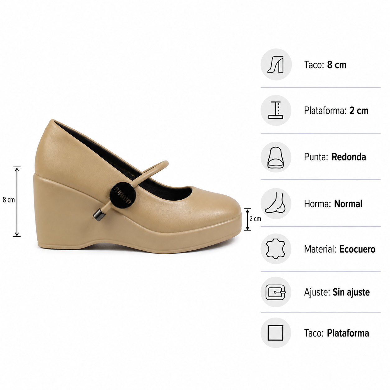 Zapato Mujer H16 Plataforma Ecocuero Tacon Alto-6