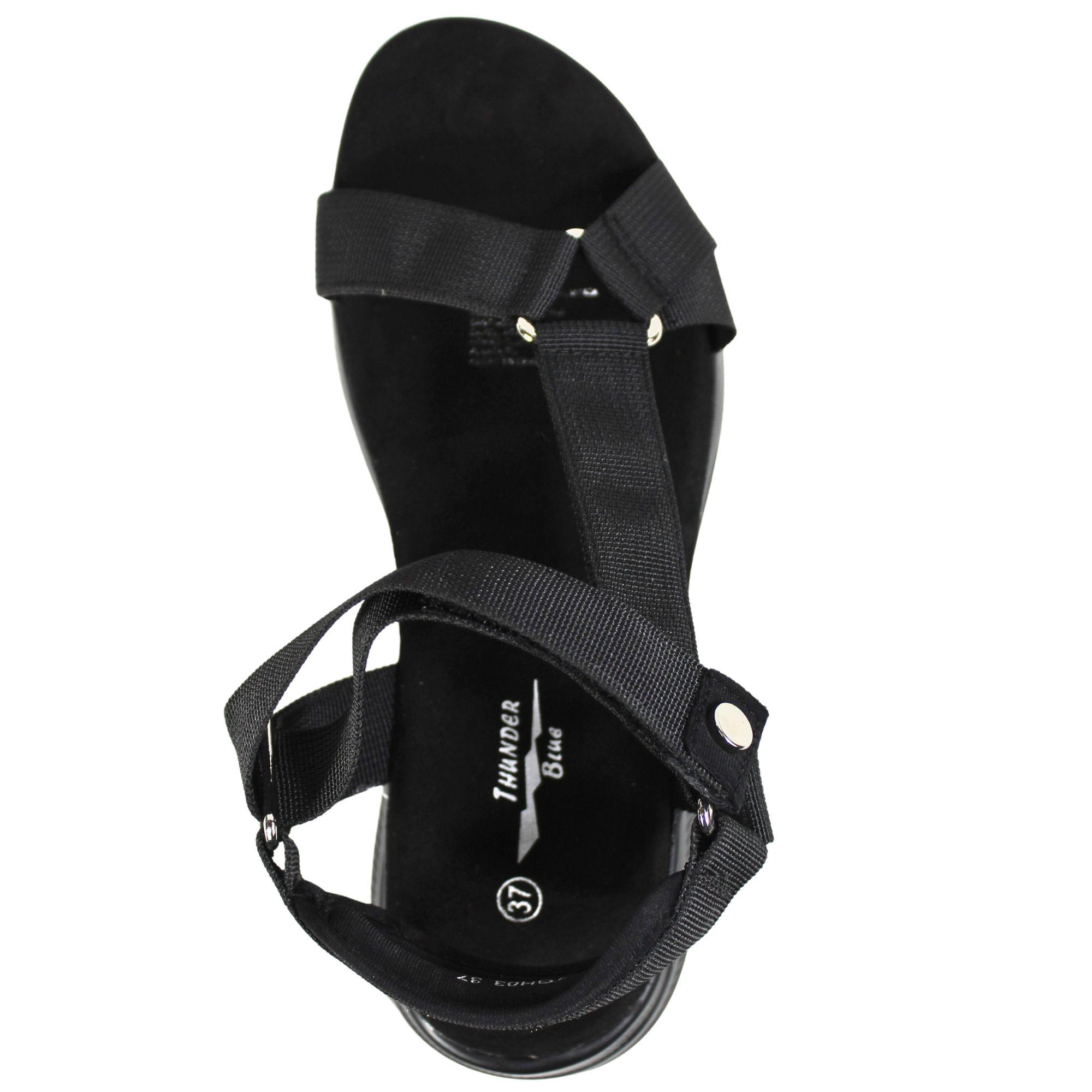 Sandalias Bajas de Mujer Ajustables TGH03 Negro-3