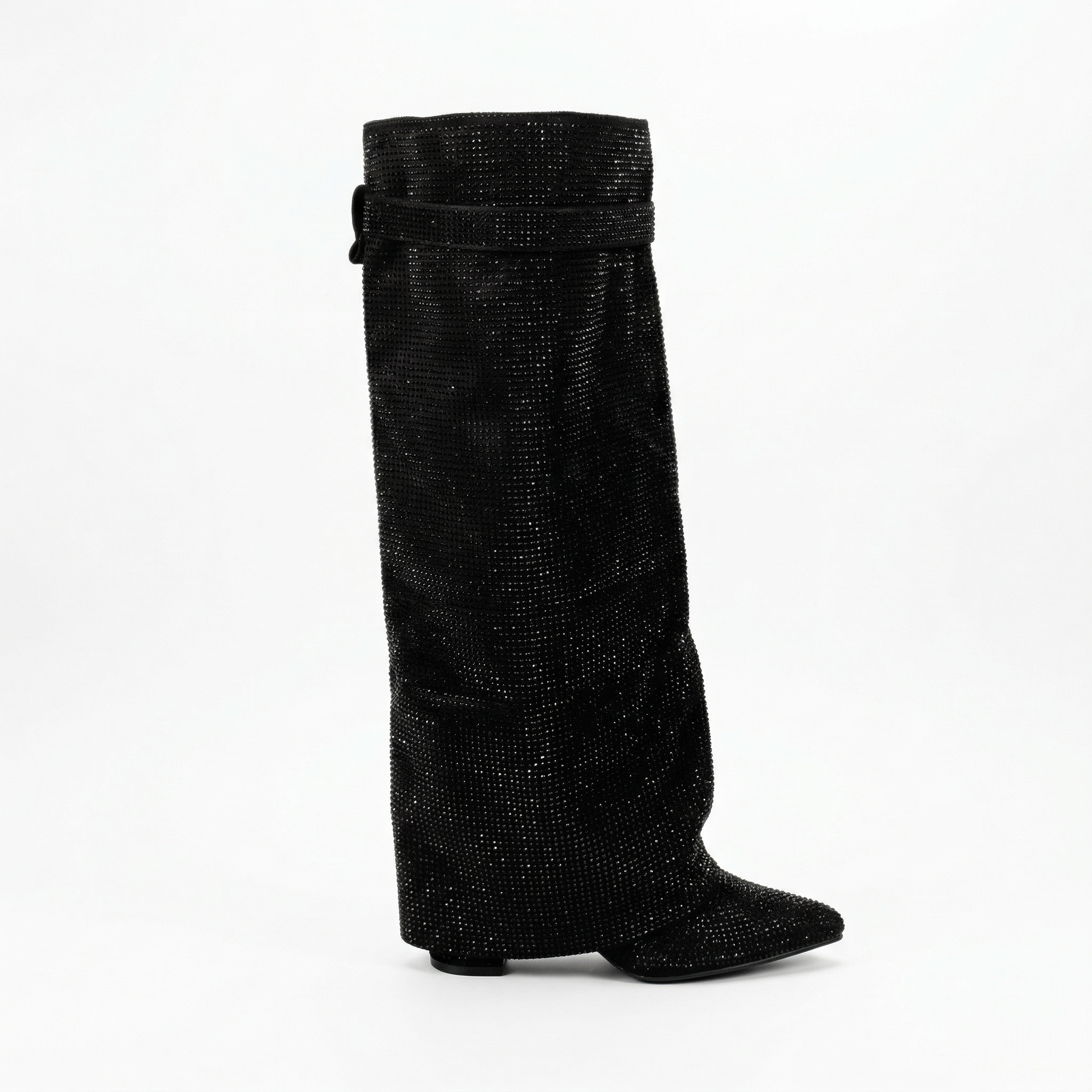 Bota Brillante Taco Cuadrado Mujer-2