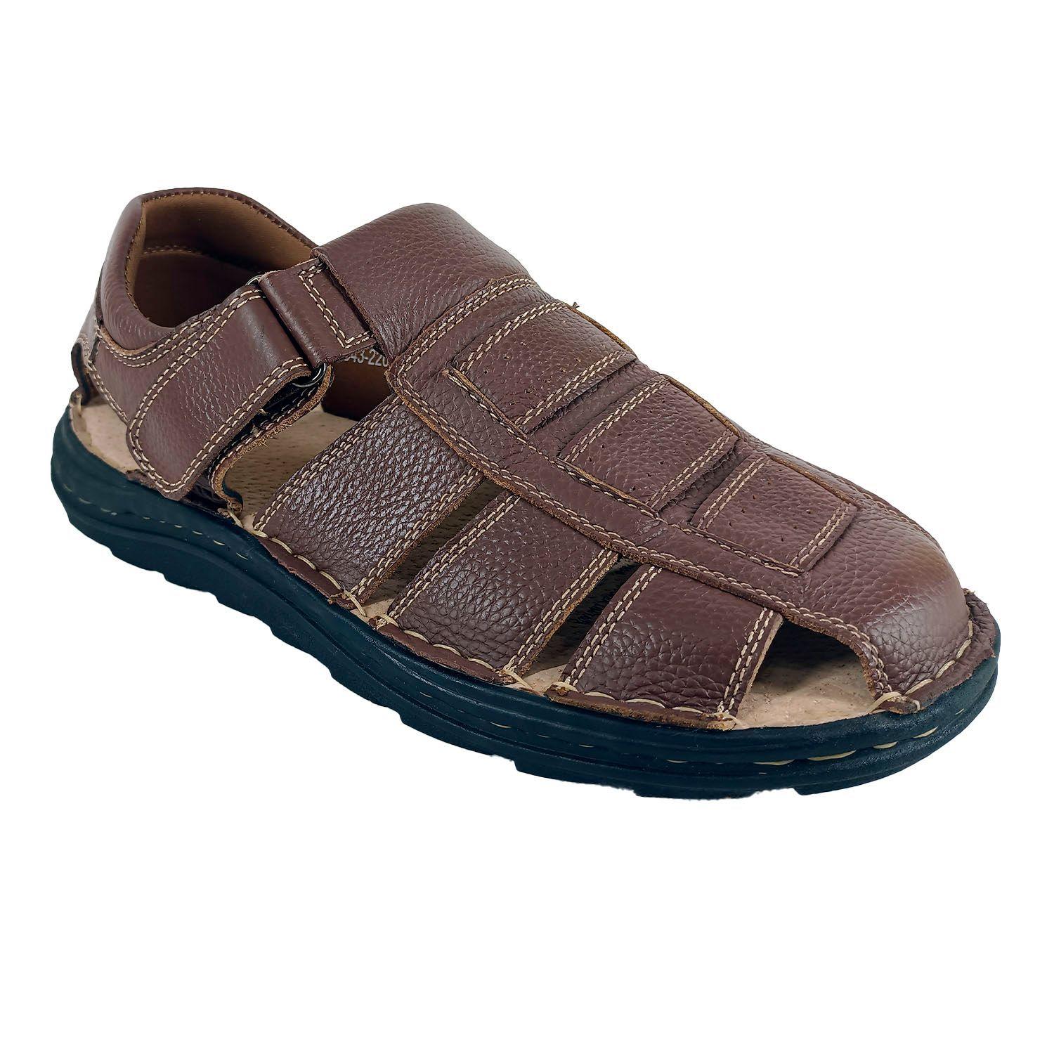 Sandalia Marron de Cuero Hombre -1