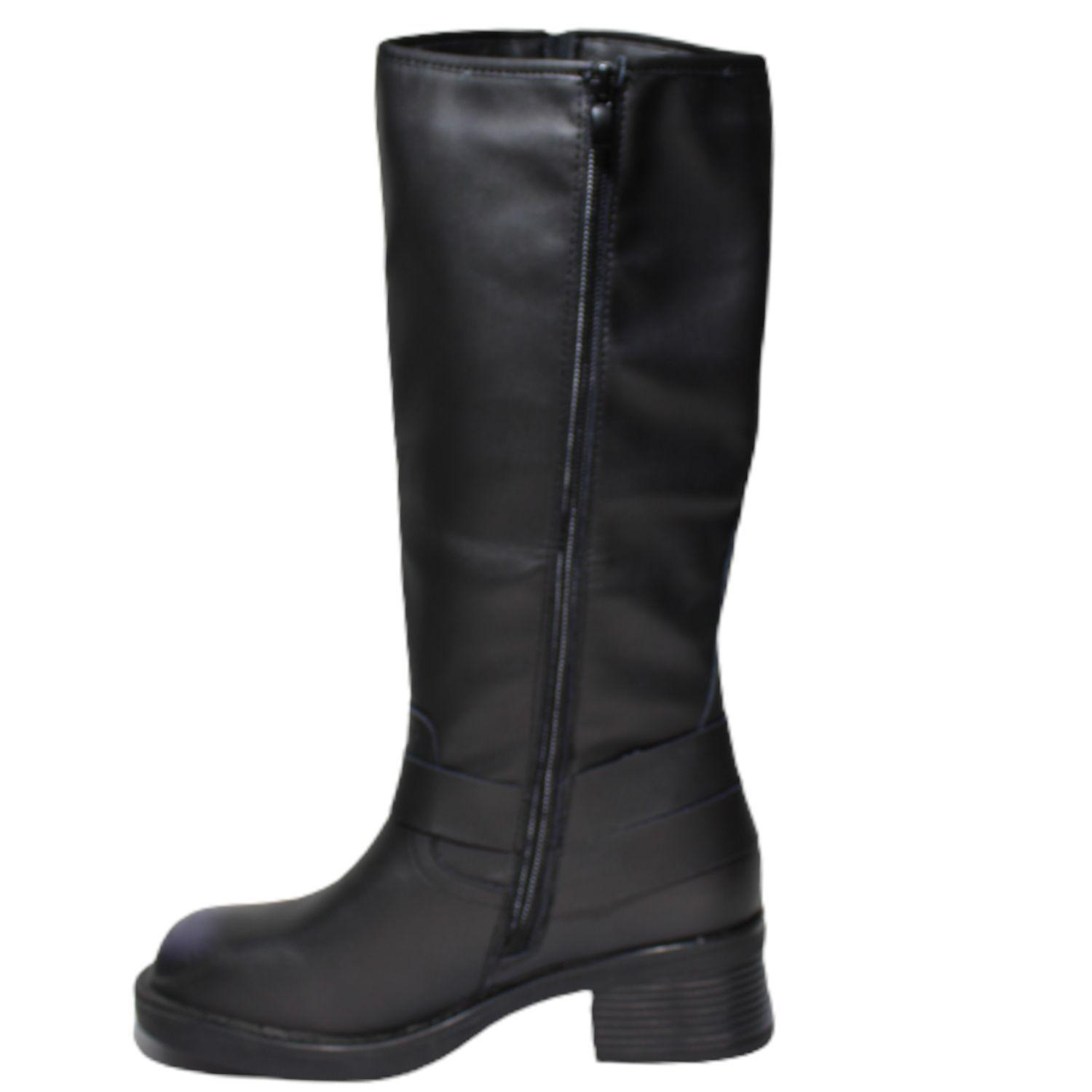 Botas de tacón medio hasta la rodilla para mujer con plataforma y hebilla Yassne-3