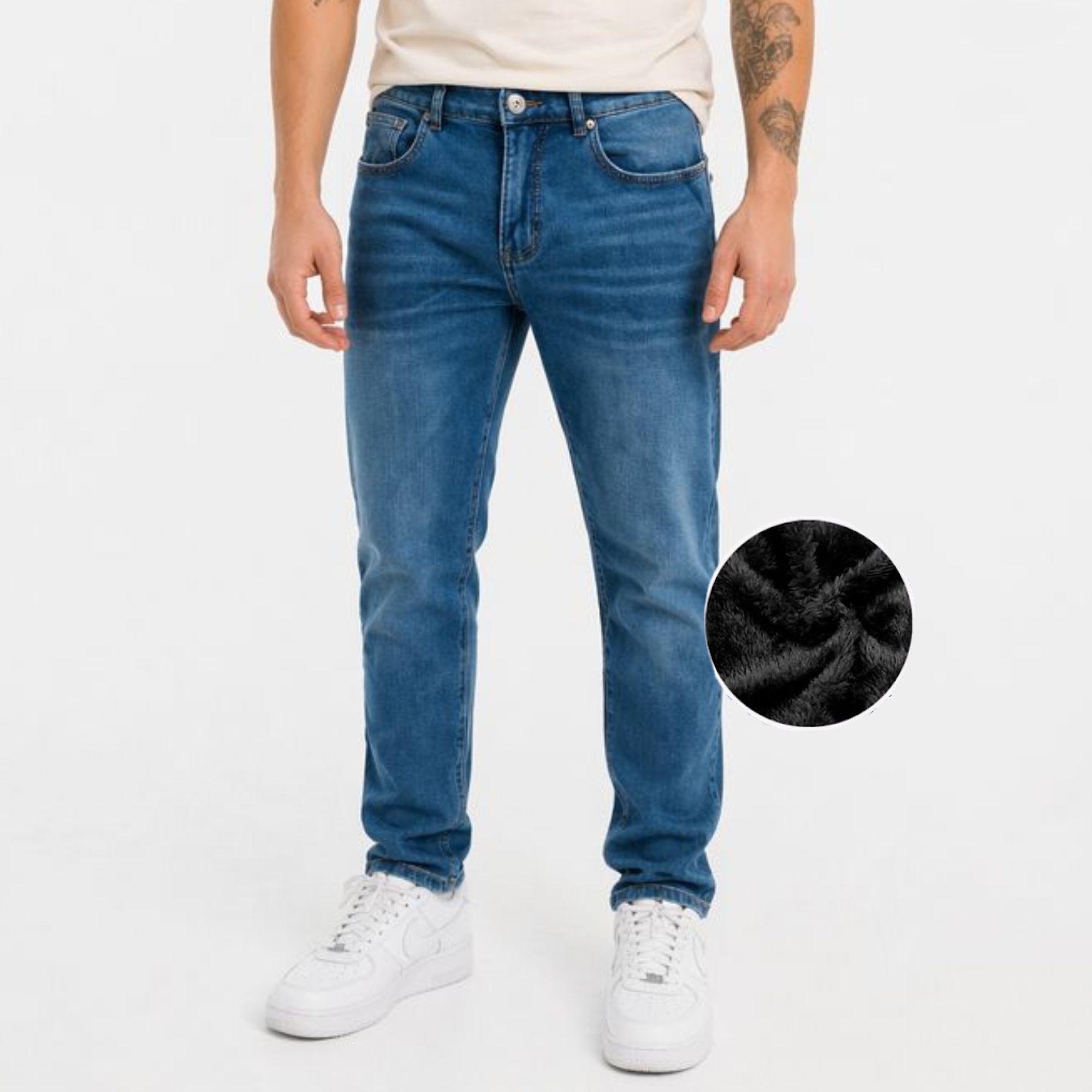 Jeans Recto Hombre Forrado con Polar-0