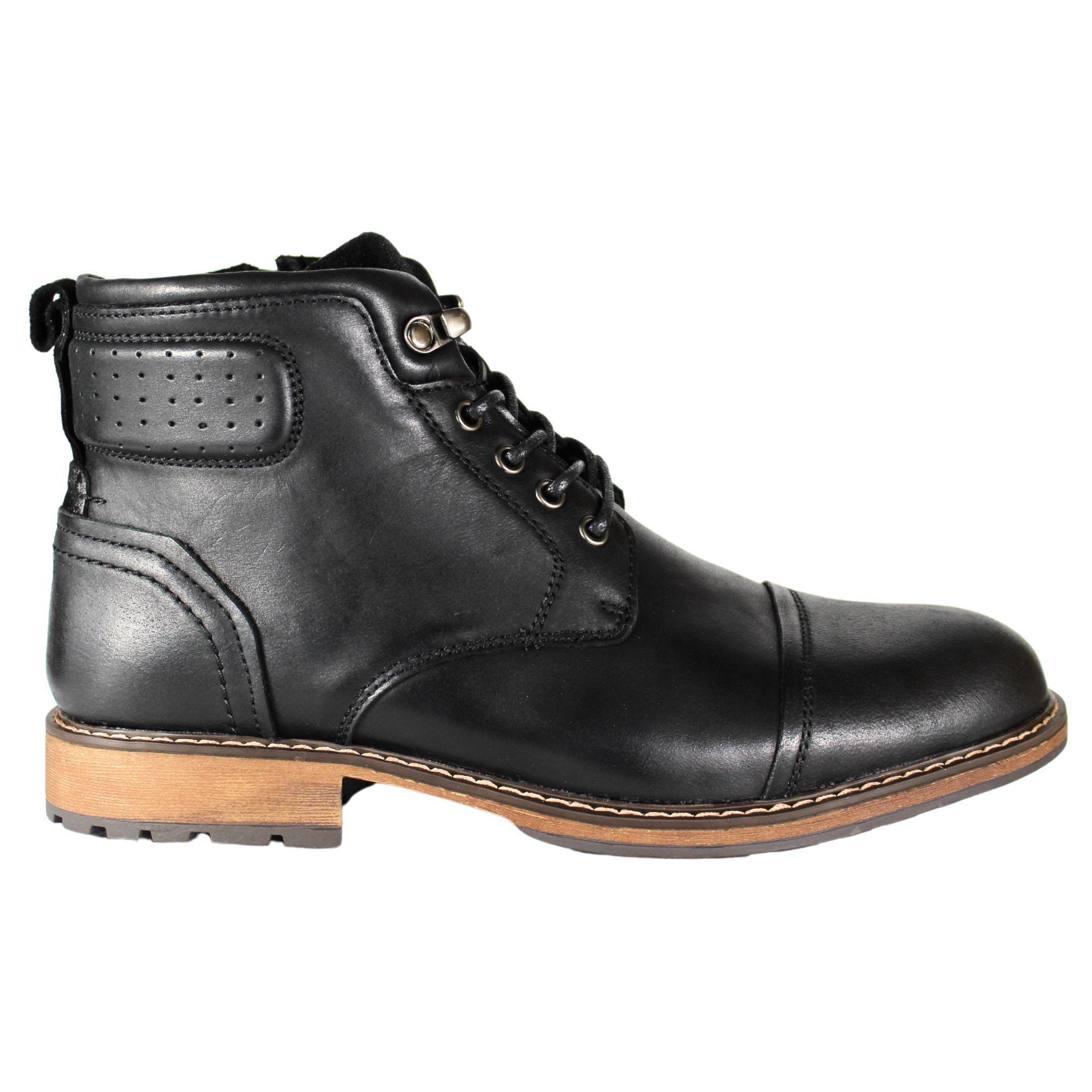 Bota Casual Hombre Estilo Militar Cuero Con Cordones Negro-0