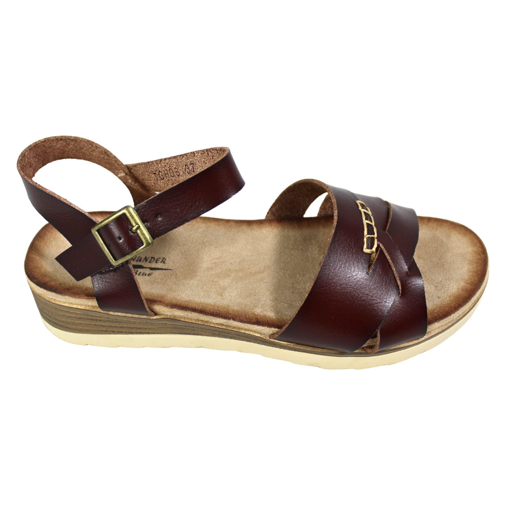 Sandalia Plataforma Mujer con Hebilla TGH08 Café Oscuro-2