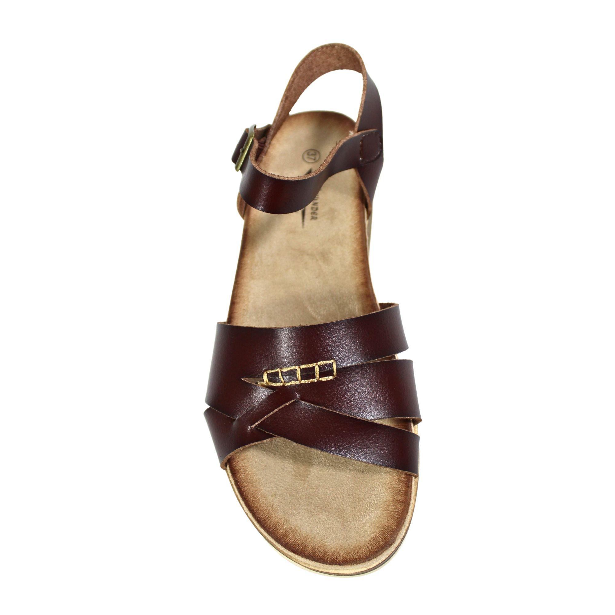 Sandalia Plataforma Mujer con Hebilla TGH08 Café Oscuro-3