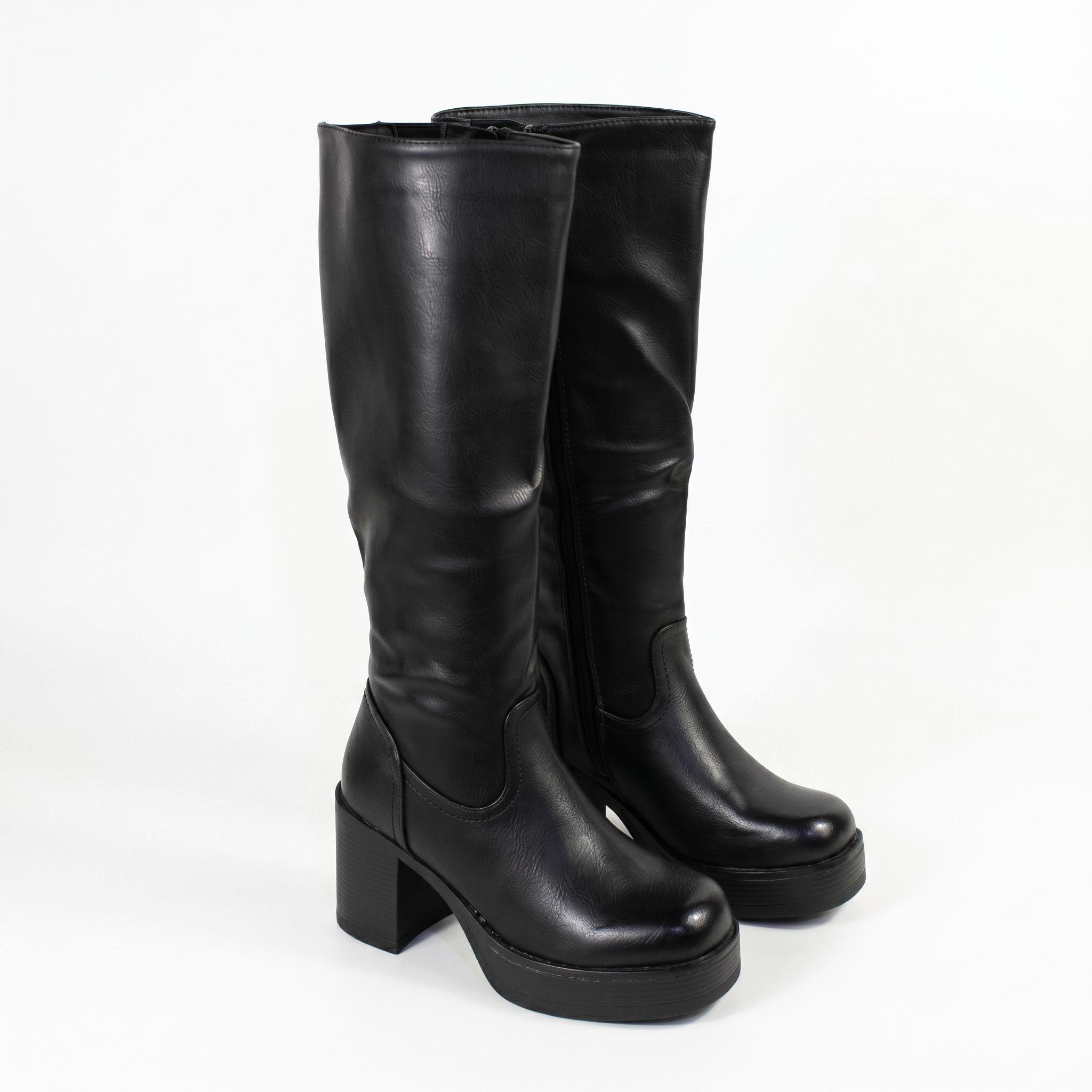 Bota Plataforma Mujer Taco Ancho Ecocuero 2512-4