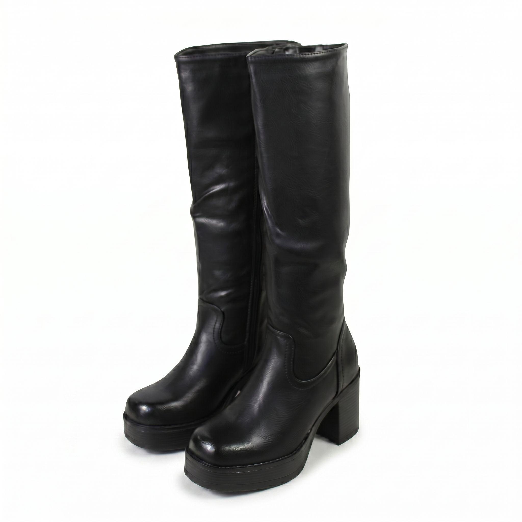 Bota Plataforma Mujer Taco Ancho Ecocuero 2512-6