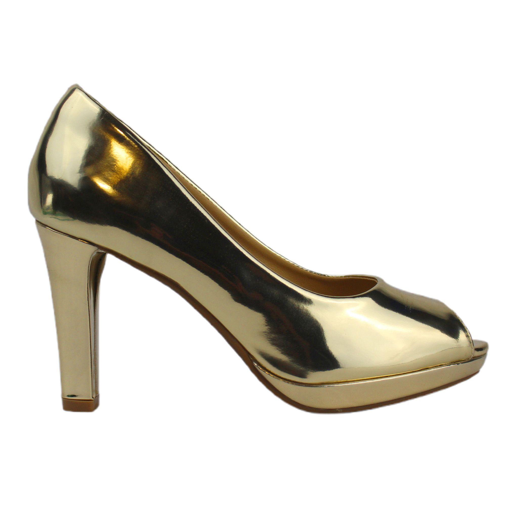 Zapato Vestir Punta Abierta para Mujer F61 Yassne Dorado-0