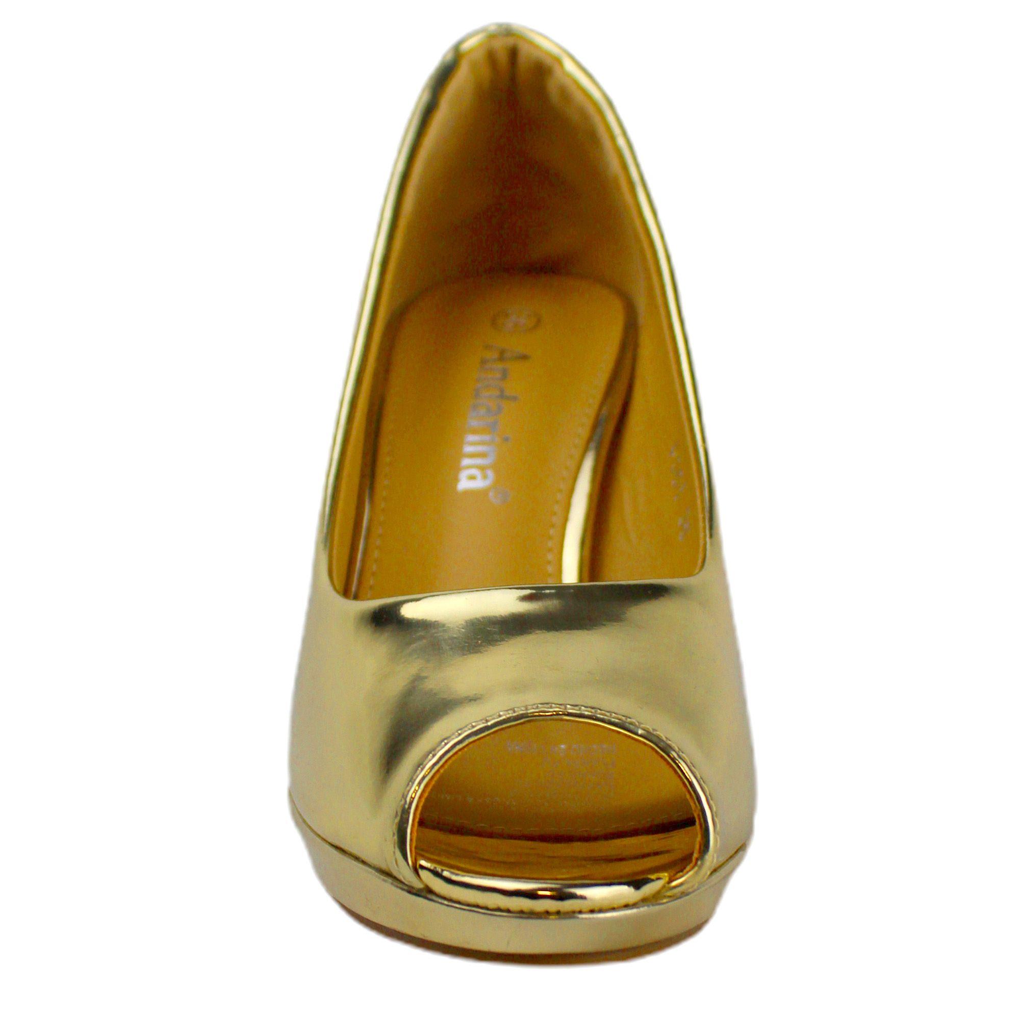 Zapato Vestir Punta Abierta para Mujer F61 Yassne Dorado-2