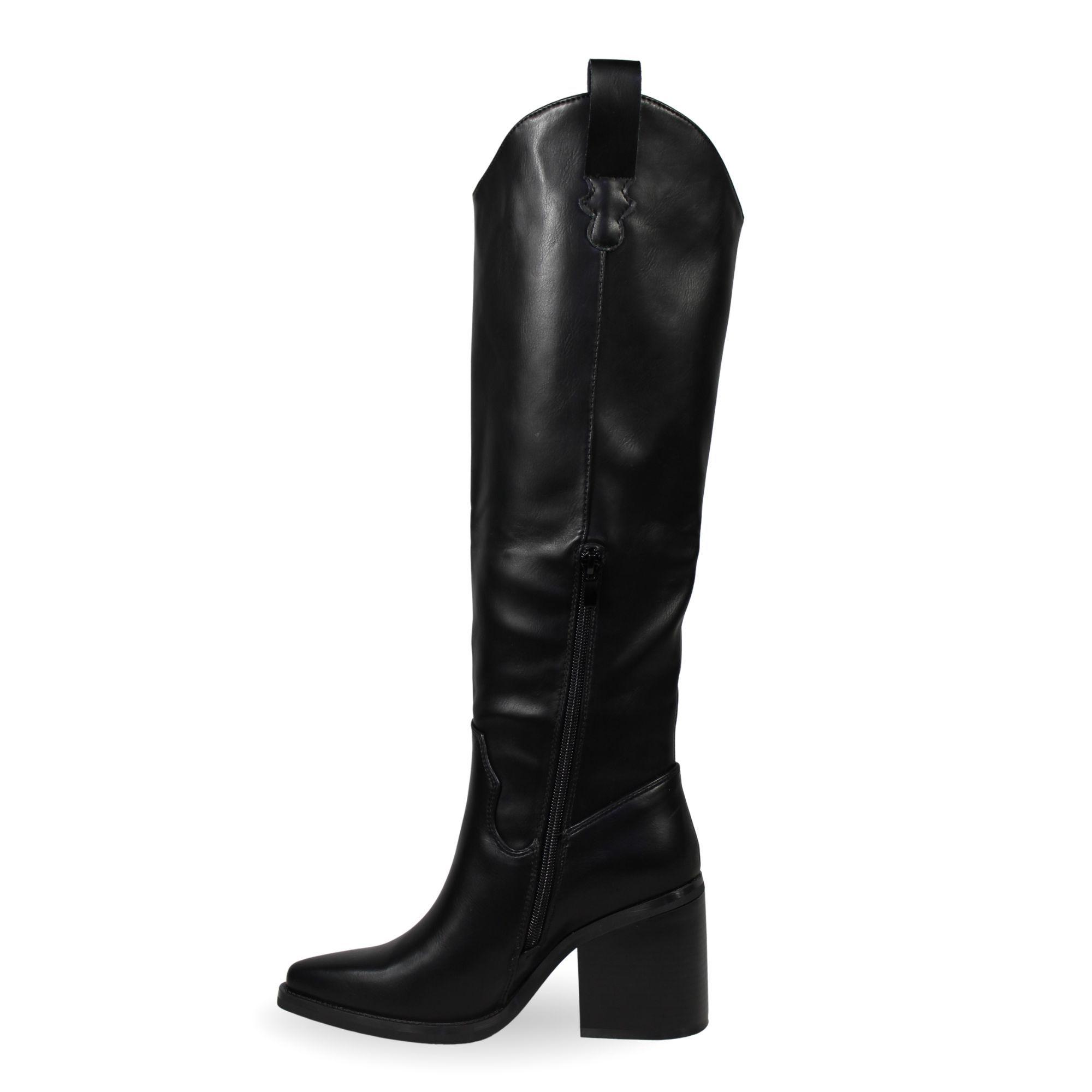 Botas Texanas Negras Caña Alta Mujer PG5329-3