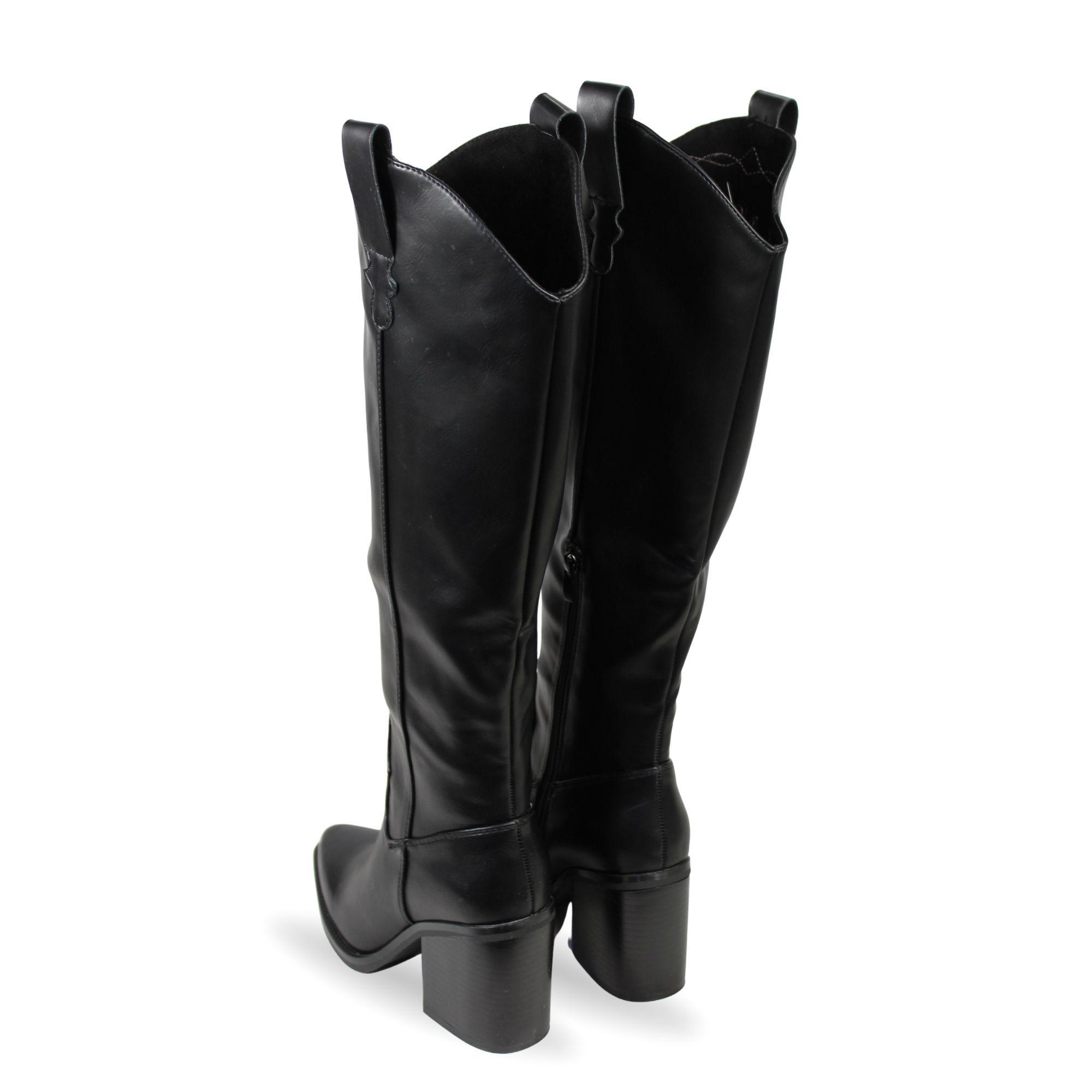 Botas Texanas Negras Caña Alta Mujer PG5329-4