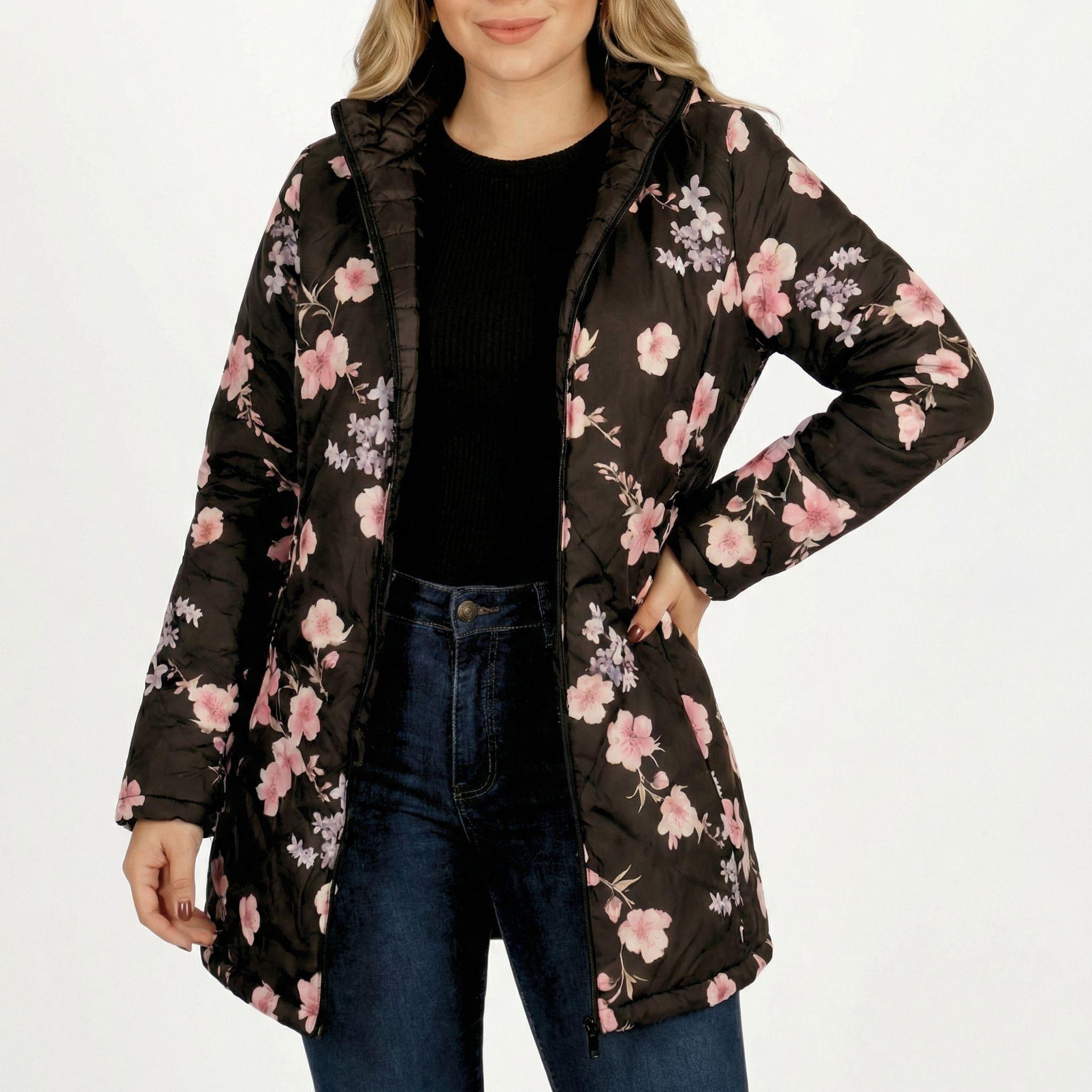Parka Negra Larga de Mujer Impermeable Reversible-4