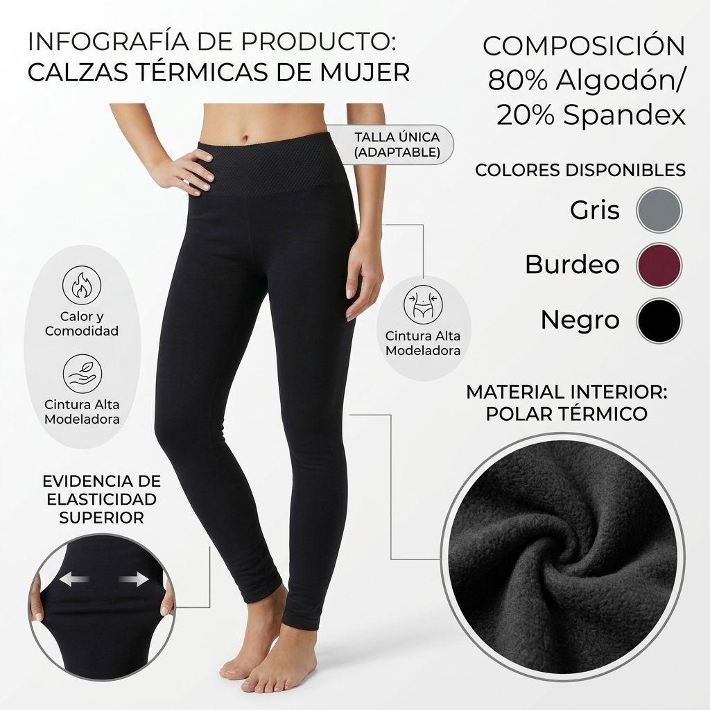 Pack 3 Calza Polar Mujer Algodón Invierno-5