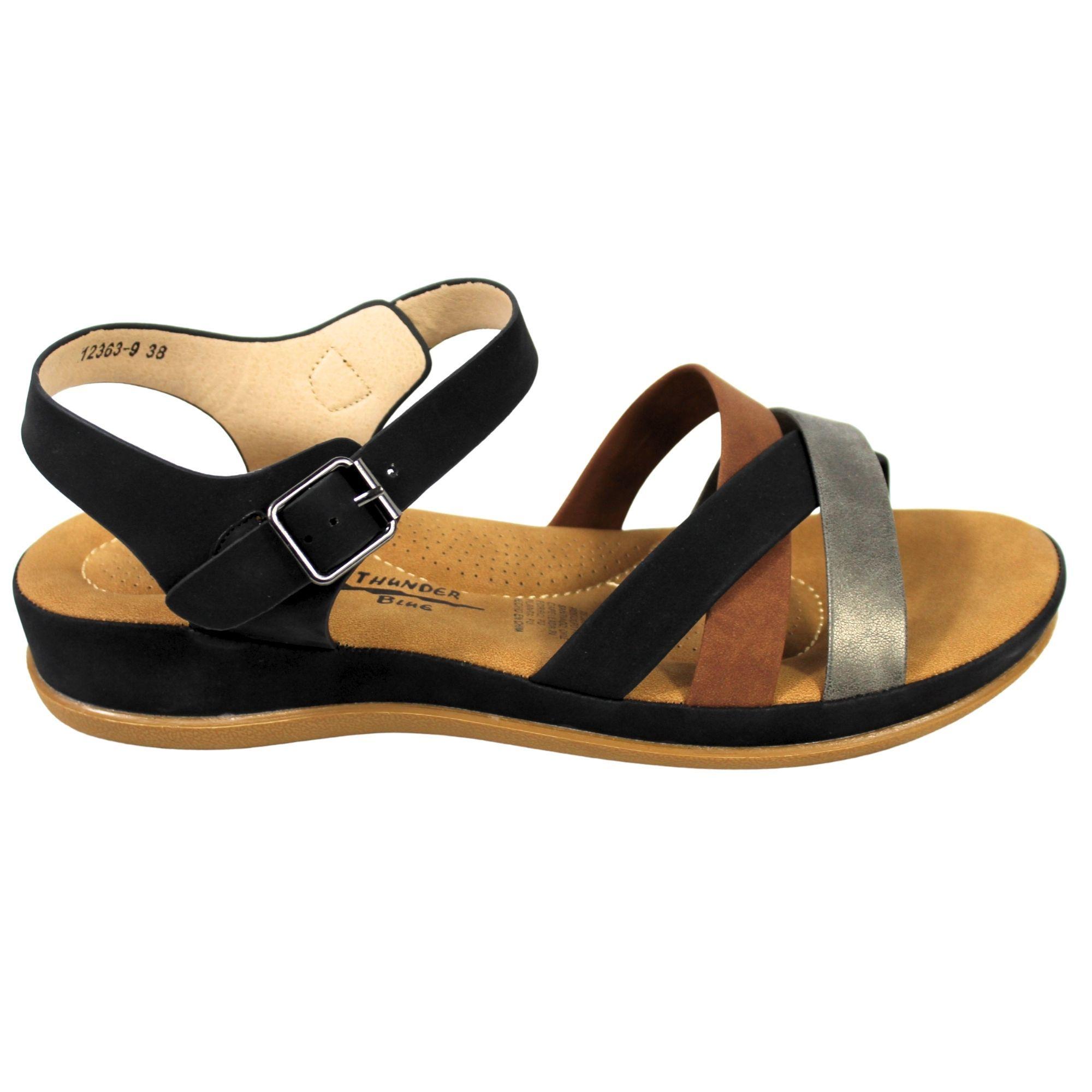 Sandalias Baja Mujer con Hebilla para Verano 12363 Negro-2