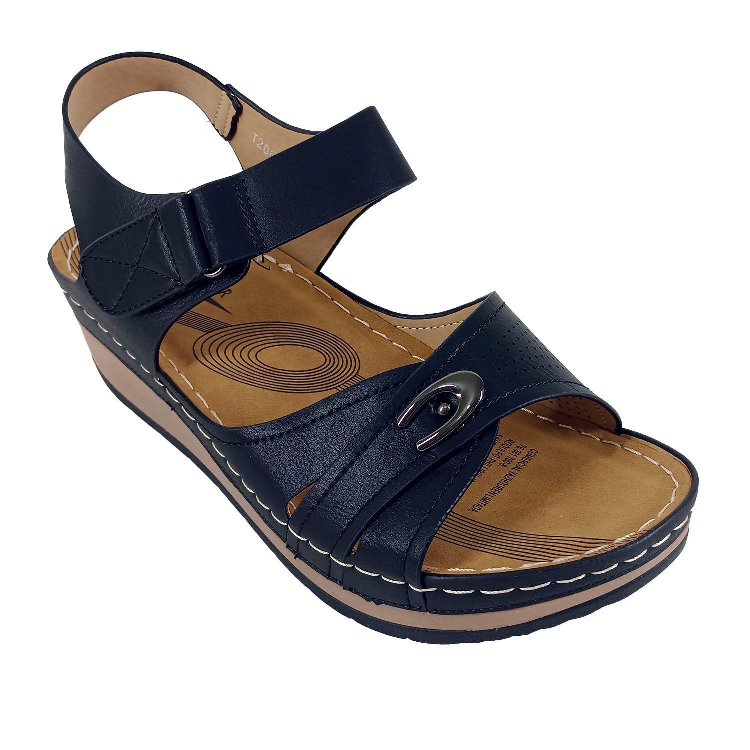 Sandalias de Mujer Negro  Taco Chino-1