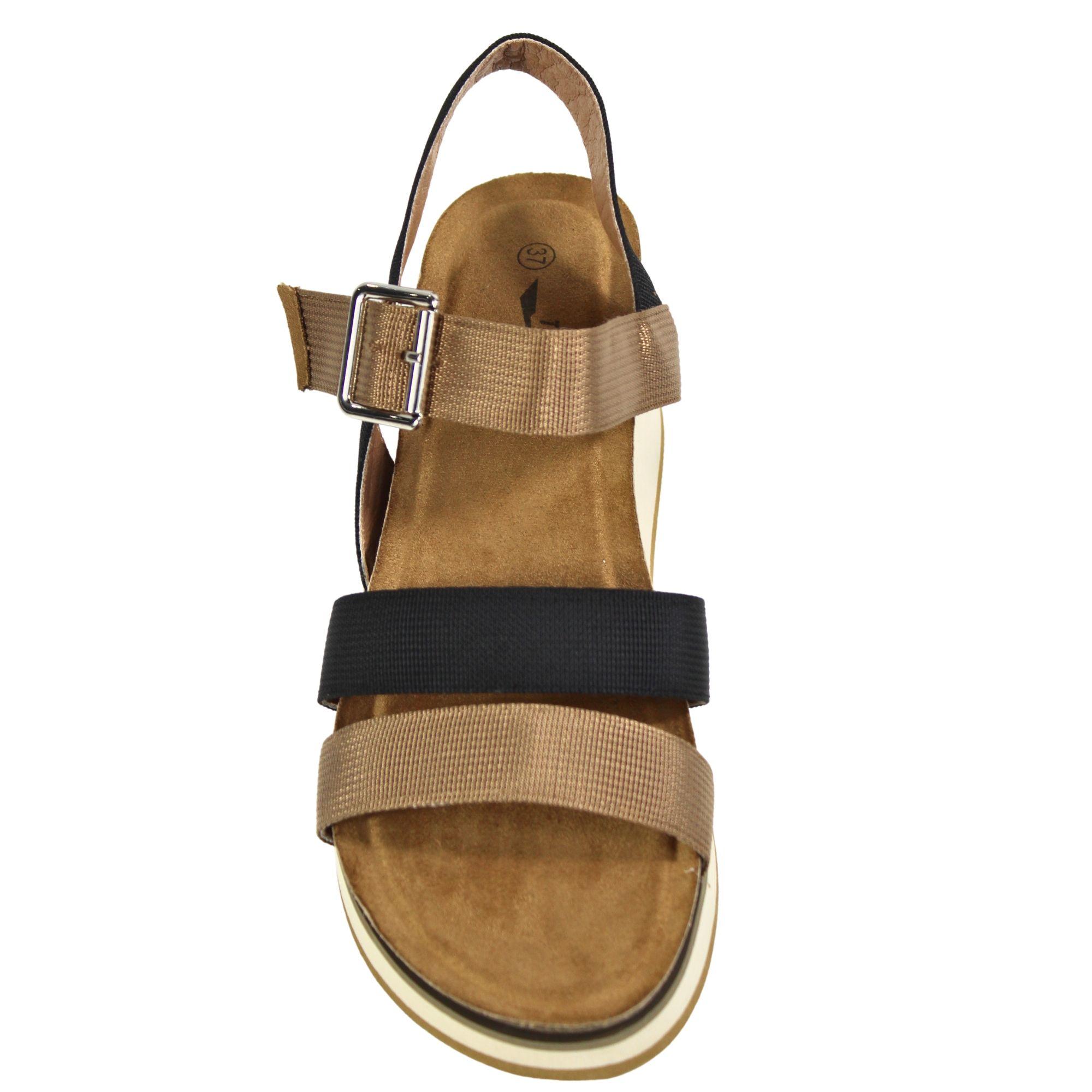 Sandalias de Mujer con Hebilla y Plataforma TGH09 Negro-2